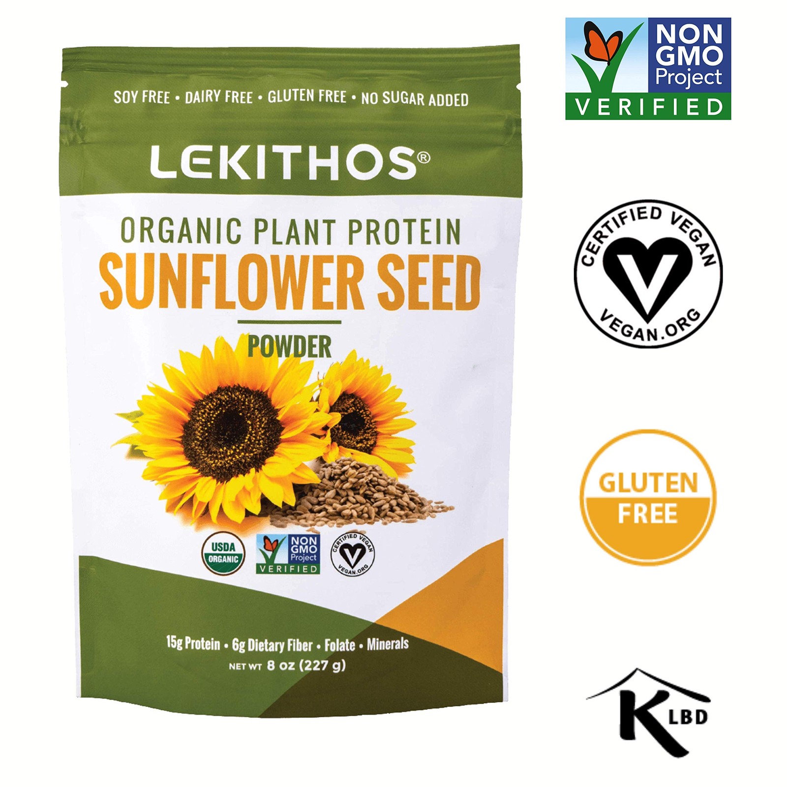 Lekithos Organic Sunflower Seed Protein Powder 15G Protein Per Serving High In