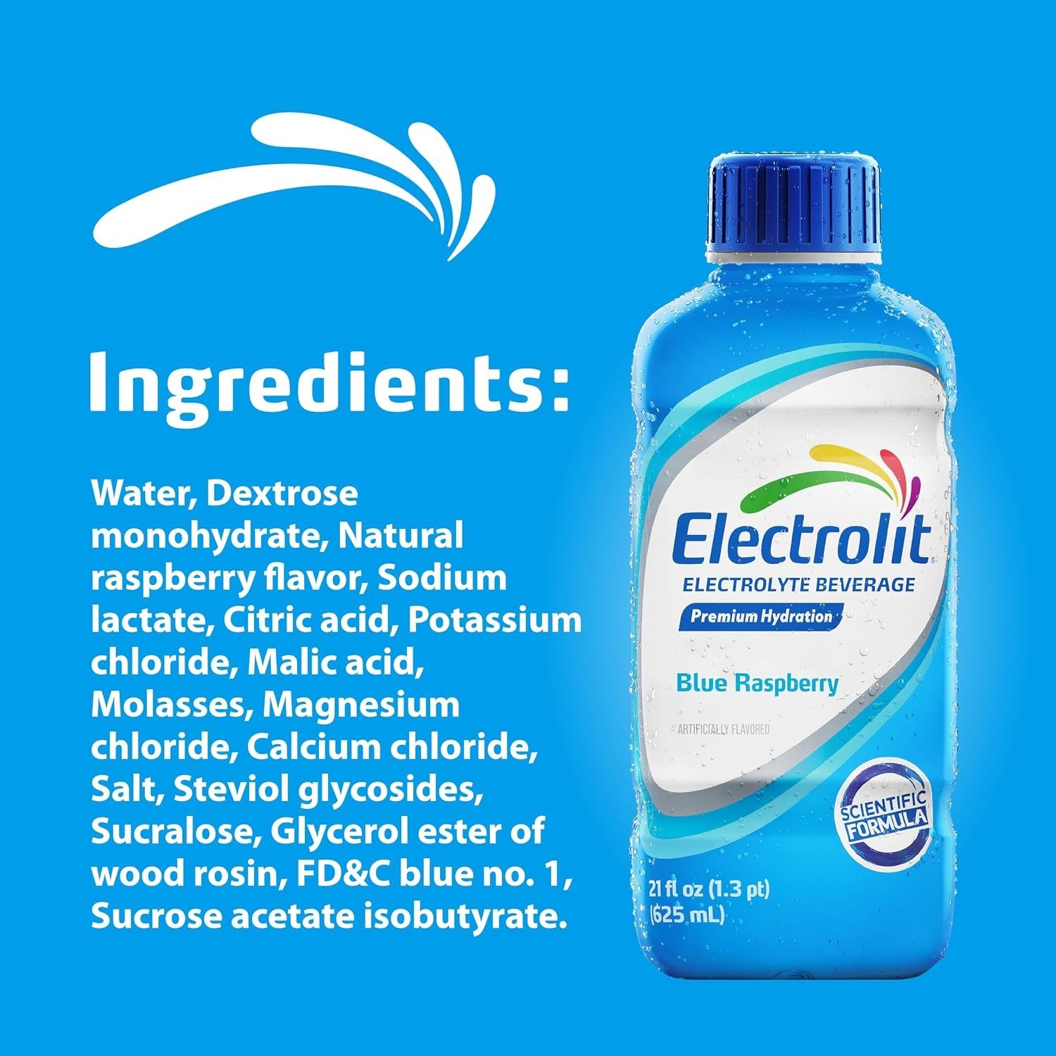 Electrolit, Electrolyte Beverage, Blue Raspberry, 21 Fl Oz Bottle (Pack of 12)