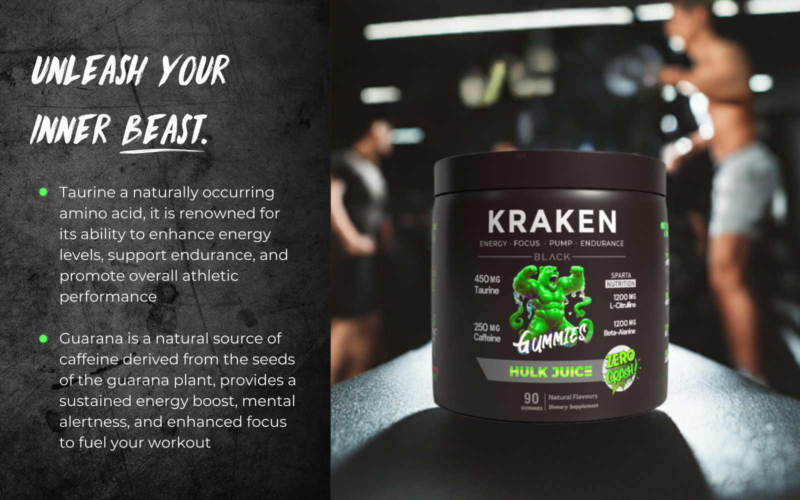 Kraken Preworkout Gummies Stim ENERGY, LASER FOCUS, HUGE PUMPS by The Gummy Lab