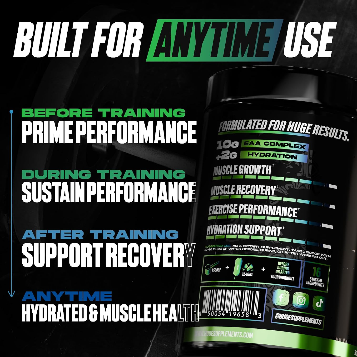 Huge EAA + Hydration, Essential Amino Acids Powder, Eaas & Bcaas, Intra & Post W
