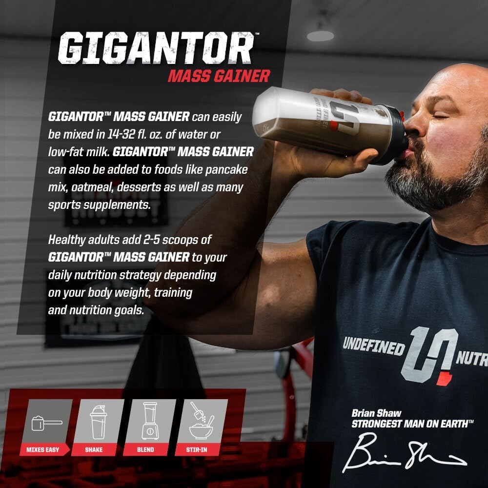 Undefined Nutrition Gigantor Mass Gainer by Brian Shaw 60g Protein, 30 Servin…