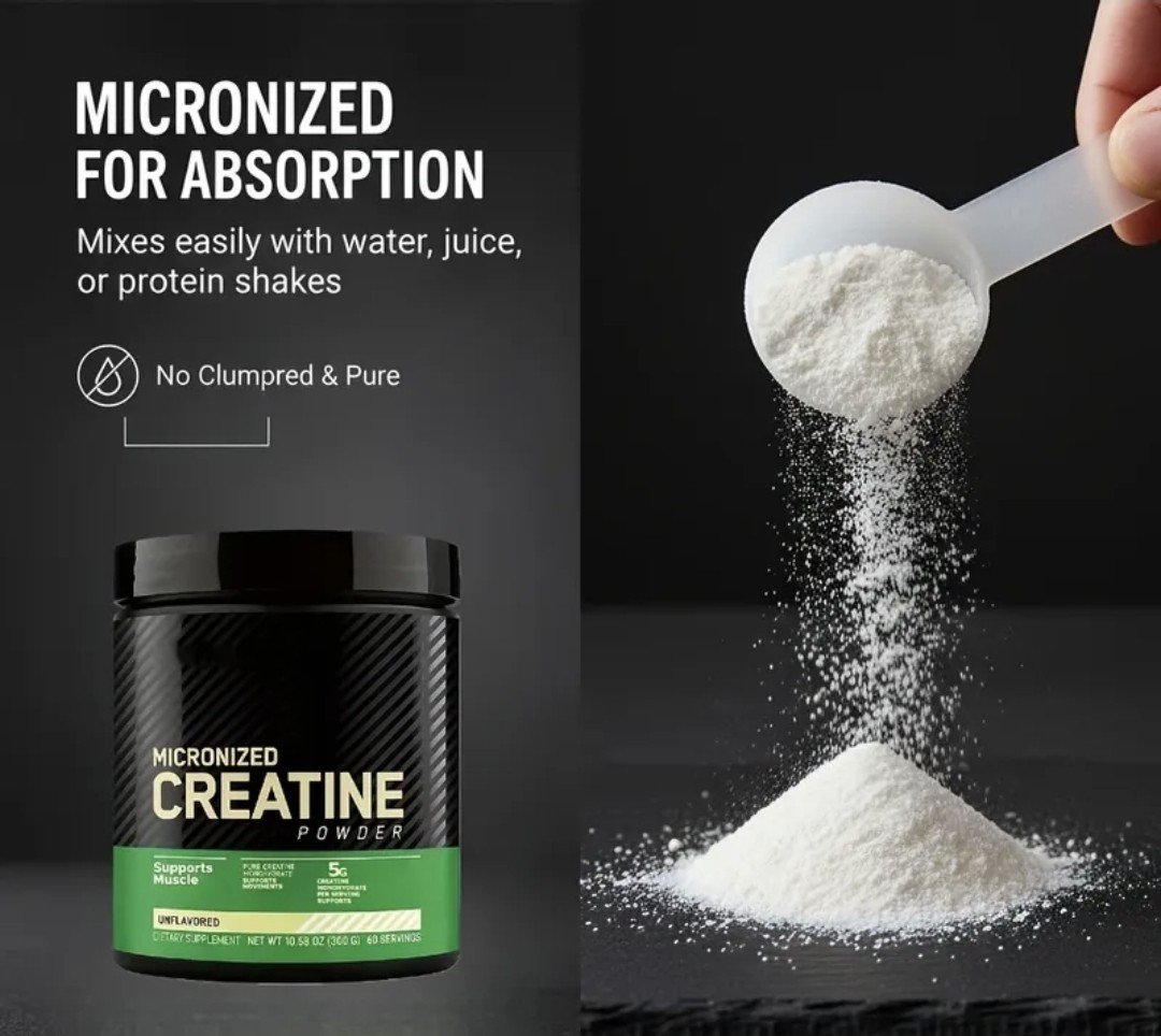 Unflavored Micronized Creatine 300g – Muscle Growth Formula, 60 Servings