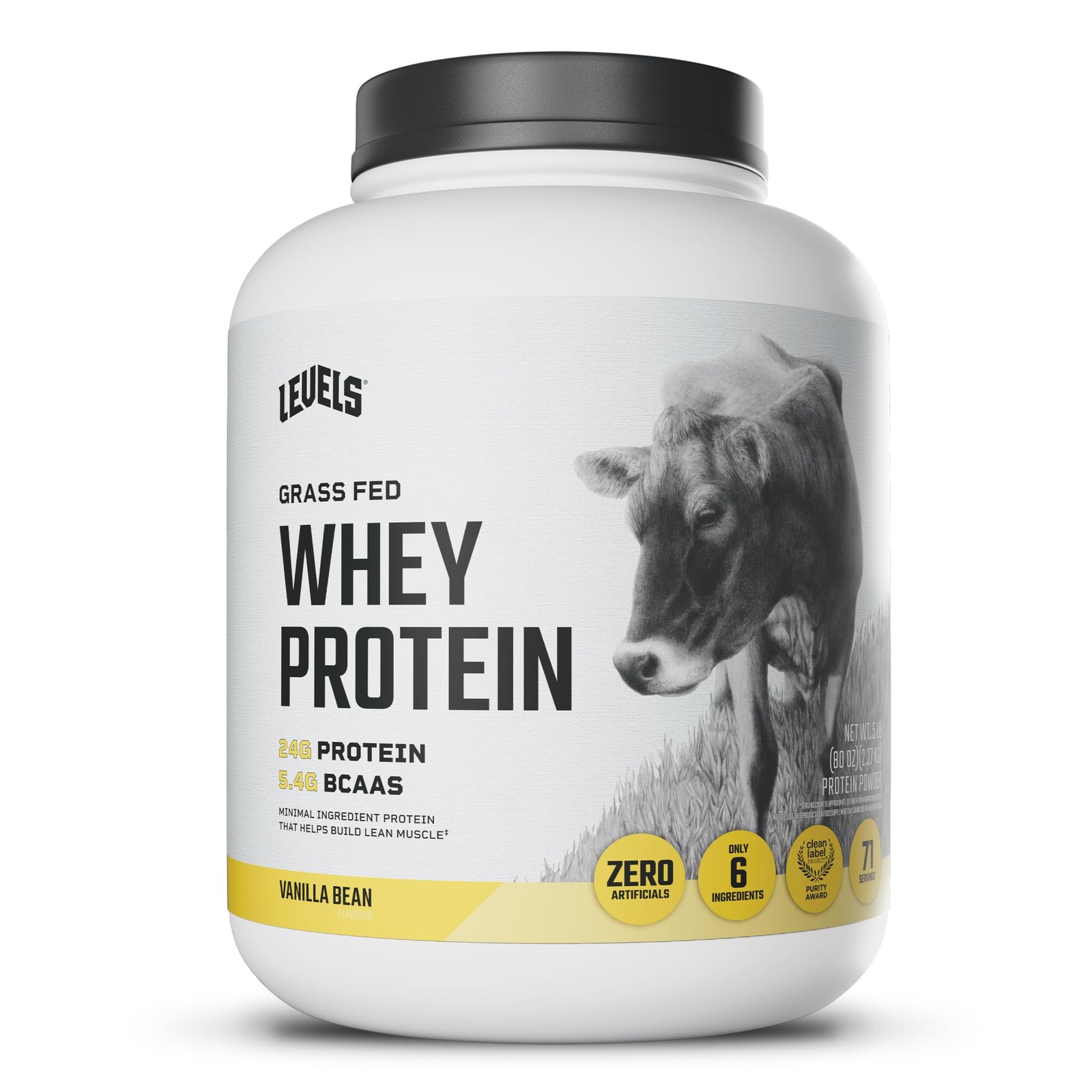 Levels Grass Fed Whey Protein Powder, No Artificials, 24G of Protein, Vanilla…