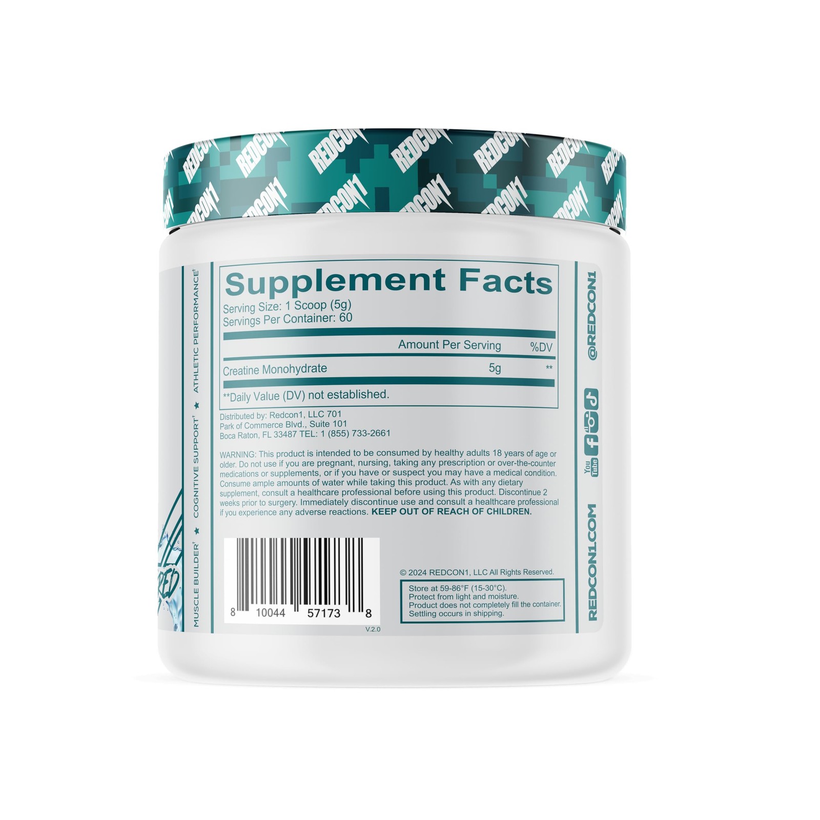 REDCON1 Creatine Monohydrate – Keto Friendly + Vegan 10.58 Ounce (Pack of 1)