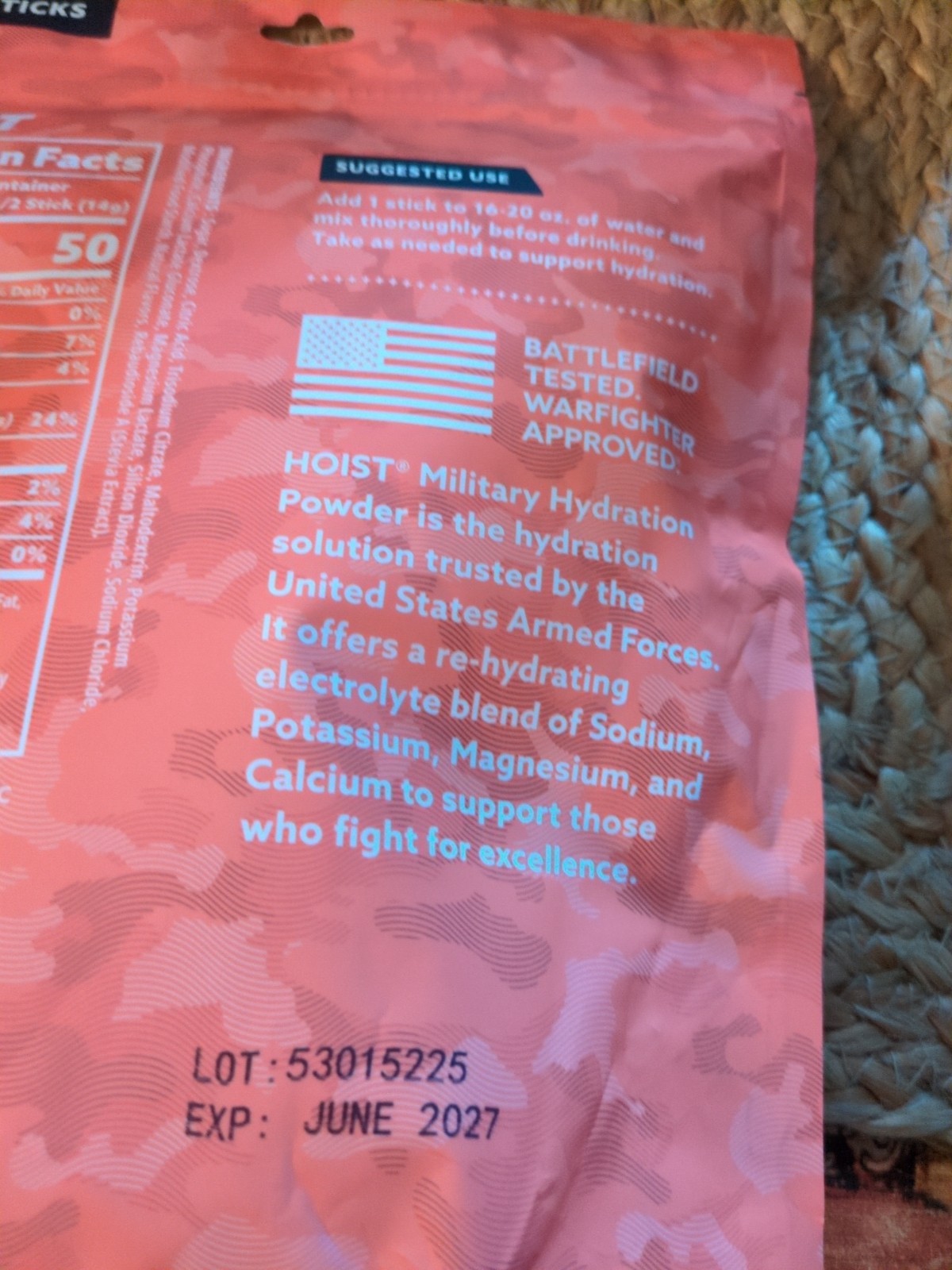 HOIST Military Hydration Powder,Peach Mango, Premium Electrolyte 12 Sticks
