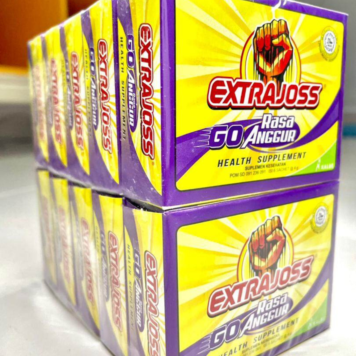 1 BOX (60 Sachet) Extra Joss Grape Flavour Sugar Free Energy Drink Powder