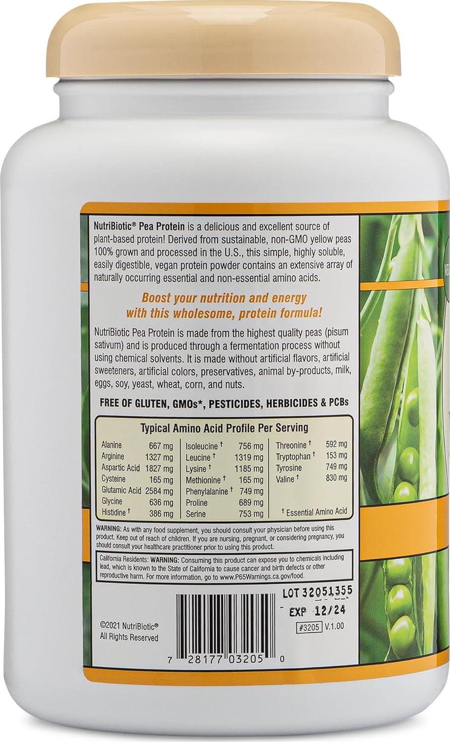 NutriBiotic Pea Protein Vanilla 21 Oz | Made in USA | BCAA-Rich and Keto