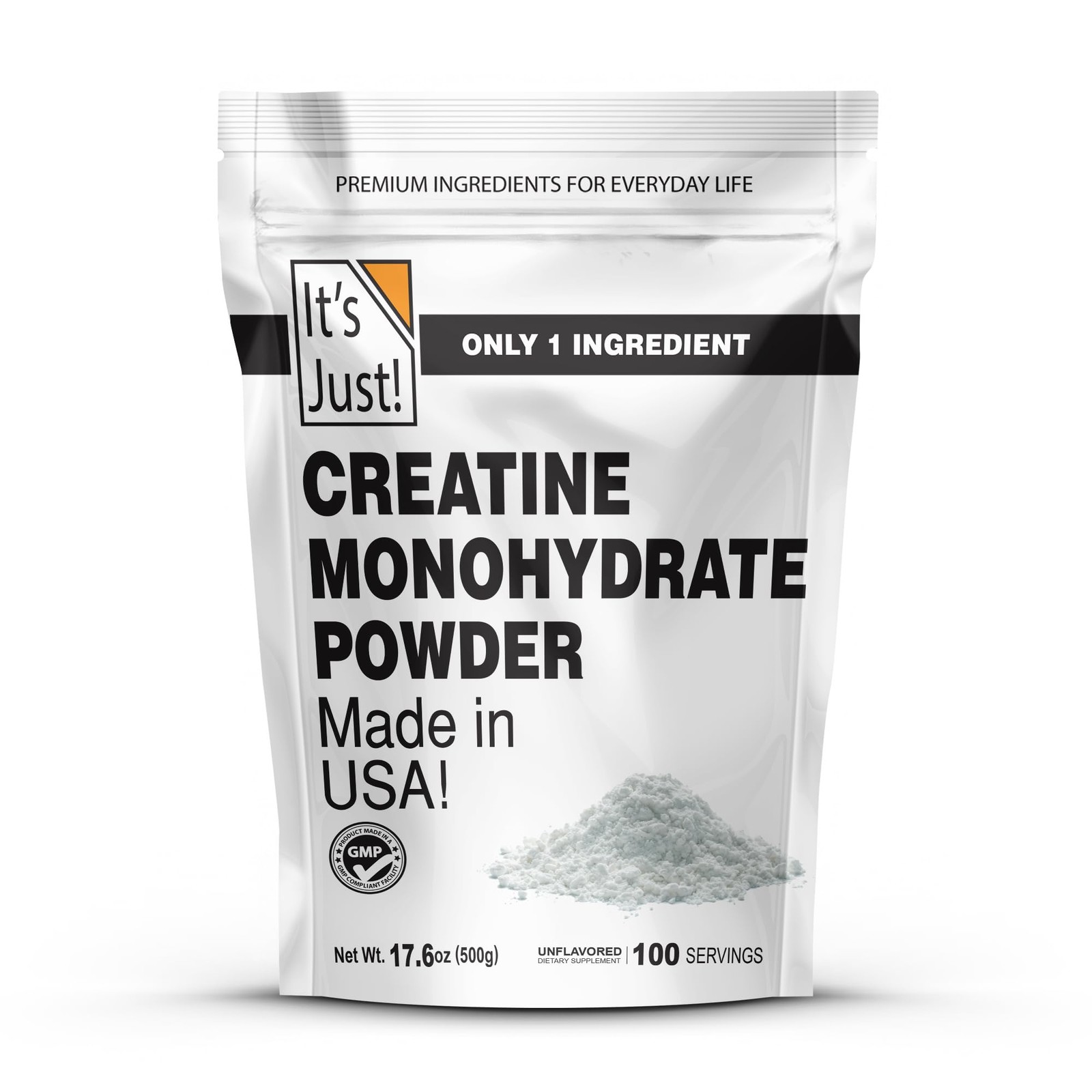 It’s Just Creatine Monohydrate Powder, Pure Creatine Powder, Made in USA, 3r…