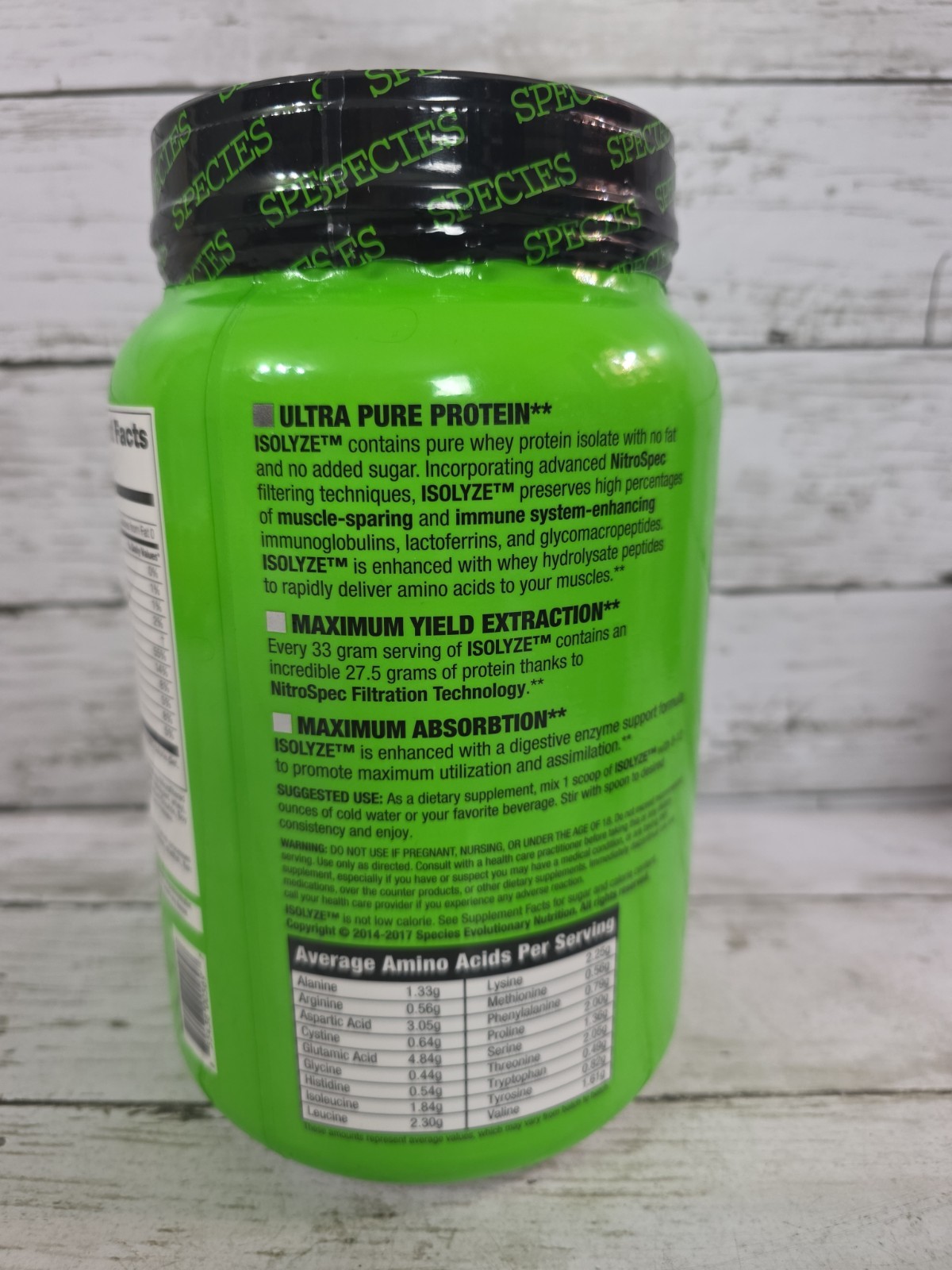 Species Nutrition Isolyze Whey Protein Isolate Vanilla Peanut Butter 1.6lb 22 Se