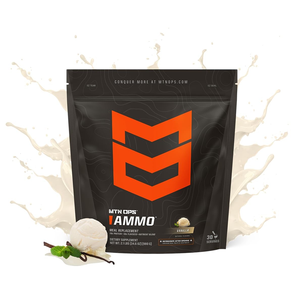 Mtn Ops Ammo Meal Replacement Shake Powder 19G Protein 10G Flaxseed 4.5G Whole