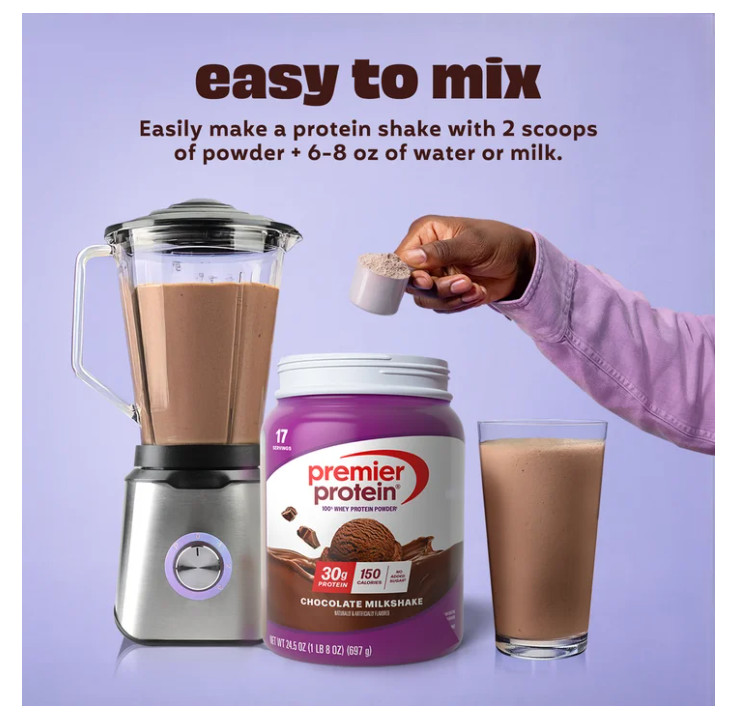 Premier Protein Whey Powder Chocolate Milkshake 1.5lb 30g Protein
