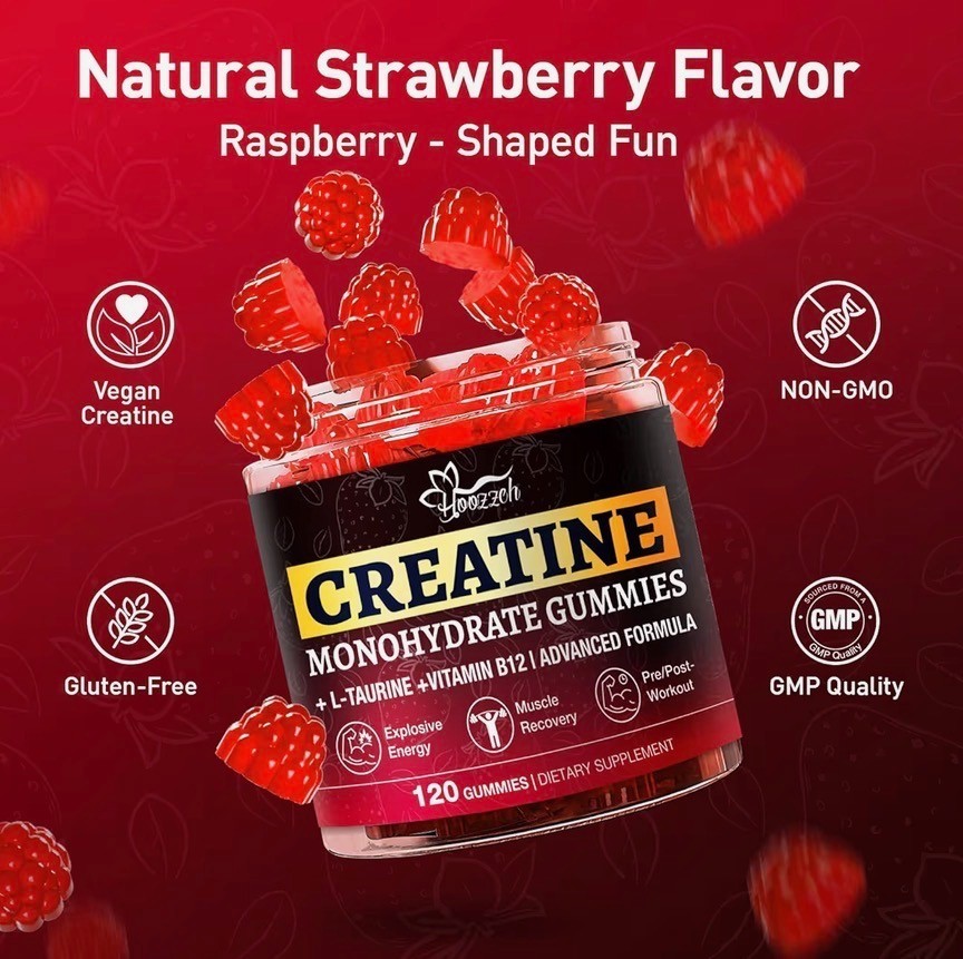 Loozzeh Creatine Monohydrate Gummies Strawberry 120 Count Exp 01/21/2028