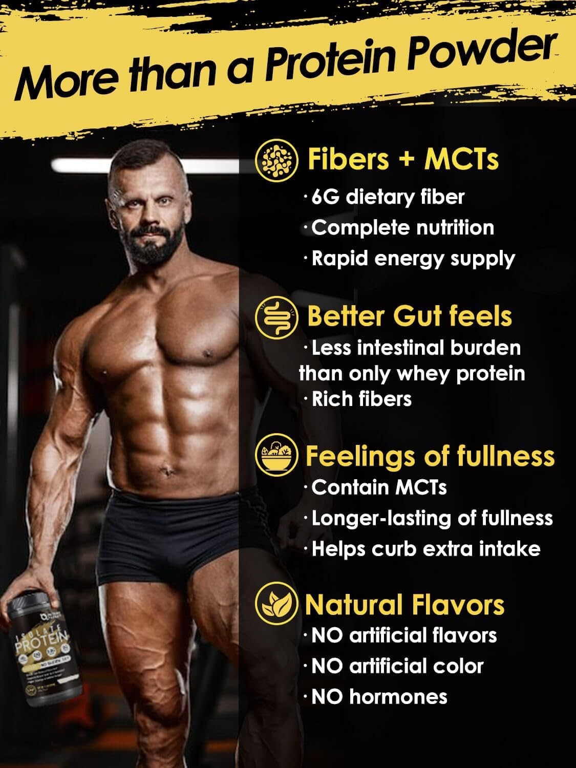 Unflavored Protein Powder Whey Pea Blend 16 Servings 24g Protein MCTs Hot Coffee
