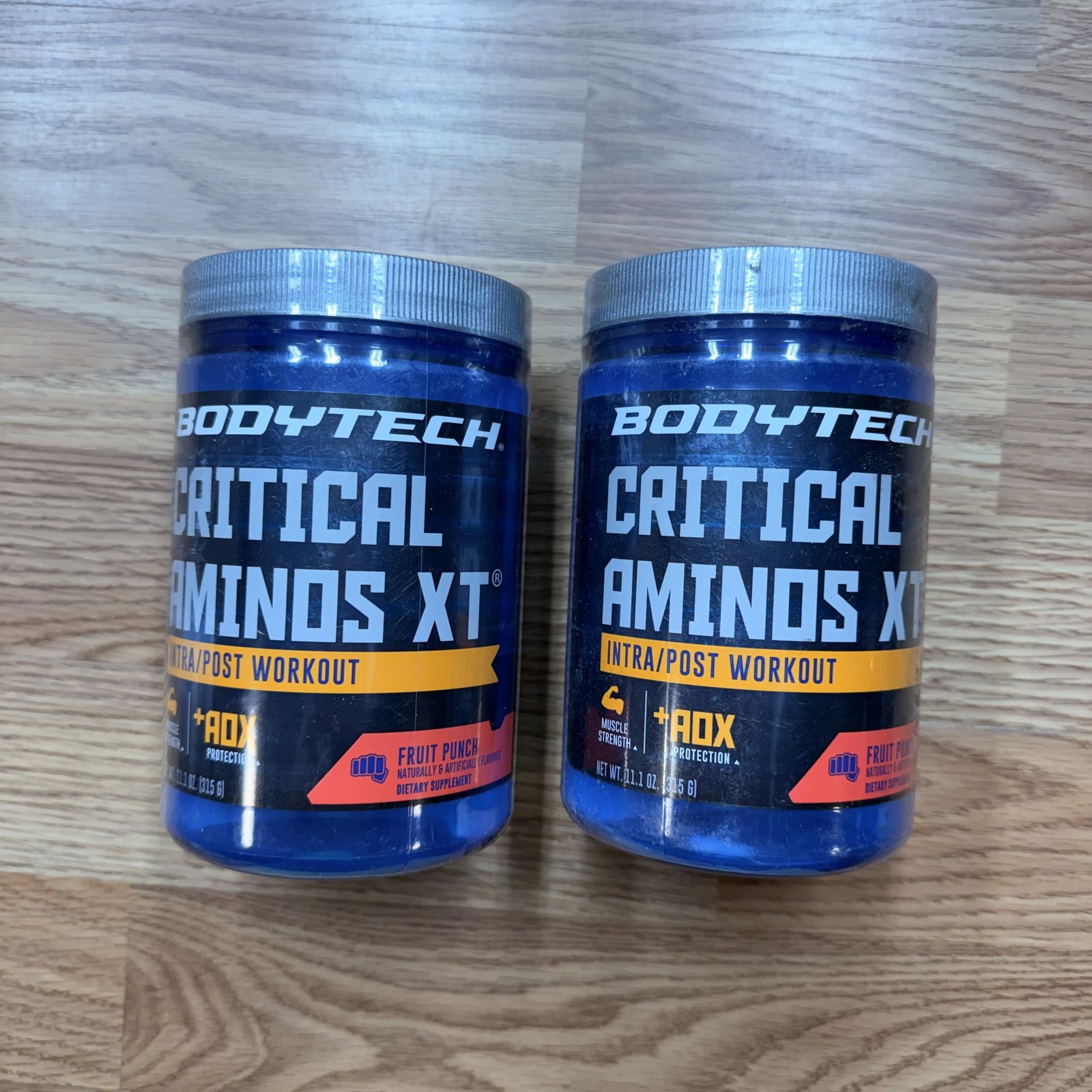BodyTech Critical Aminos XT Powder 11.1oz 2 Tubs Fruit Punch Intra/Post Workout