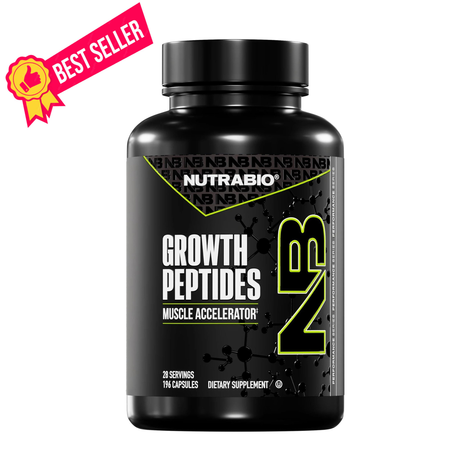 NutraBio Growth Peptides |Muscle Accelerator 196 Count (Pack of 1), No Color