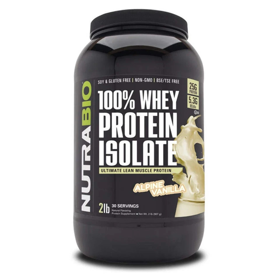 NutraBio Whey Protein Isolate 2lb ALPINE VANILLA FLAVOR