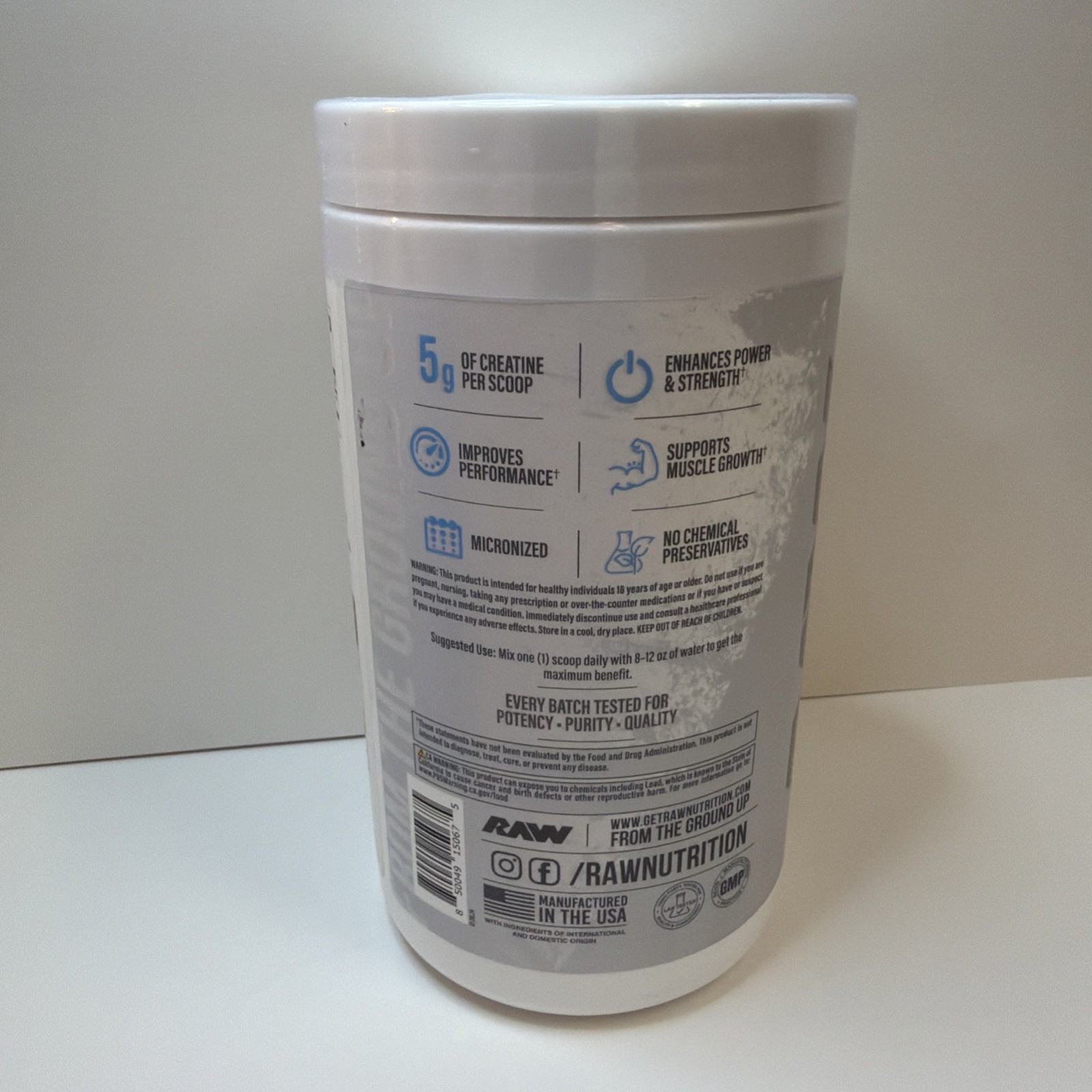 Raw Nutrition Creatine Monohydrate – Unflavored – Brand New – 100 Servings