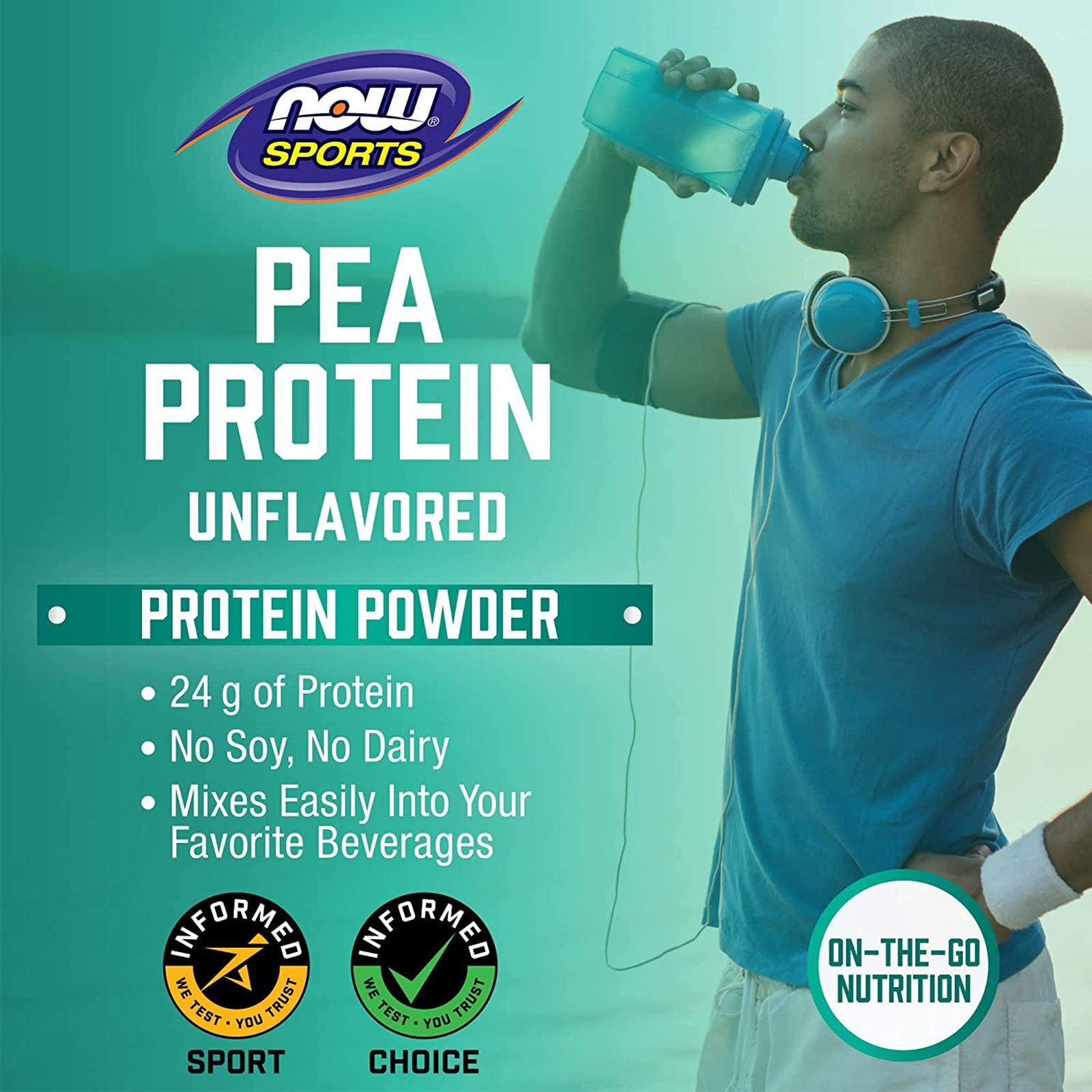 NOW FOODS Pea Protein Pure Unflavored Powder 2 lbs.
