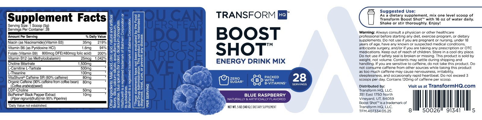 TransformHQ Everyday Boost Shot 28 Servings (Blue Raspberry)