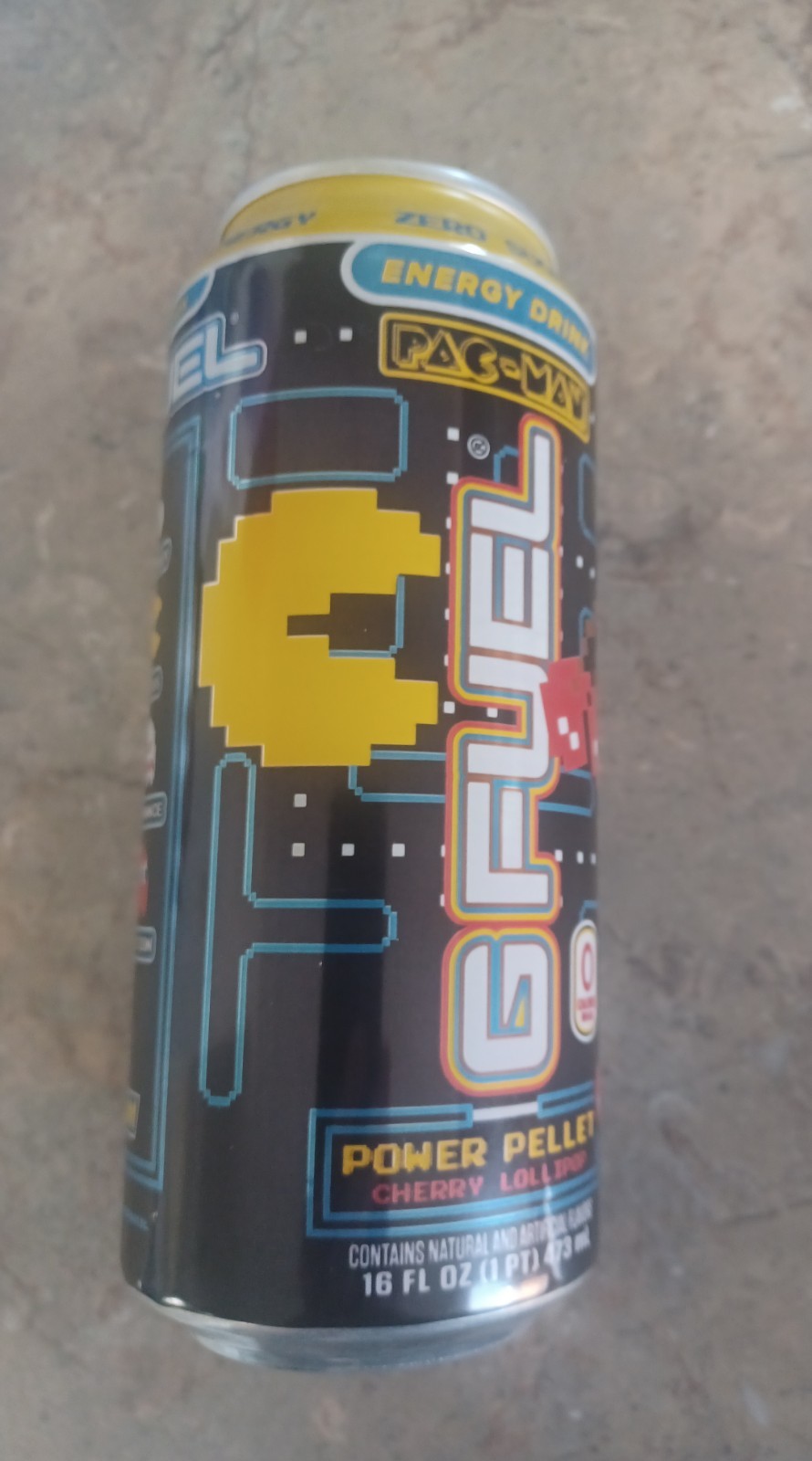 G-Fuel Pac Man Energy Drink Full Can 16 Fl Oz Cherry Lollipop Flavor- NEW