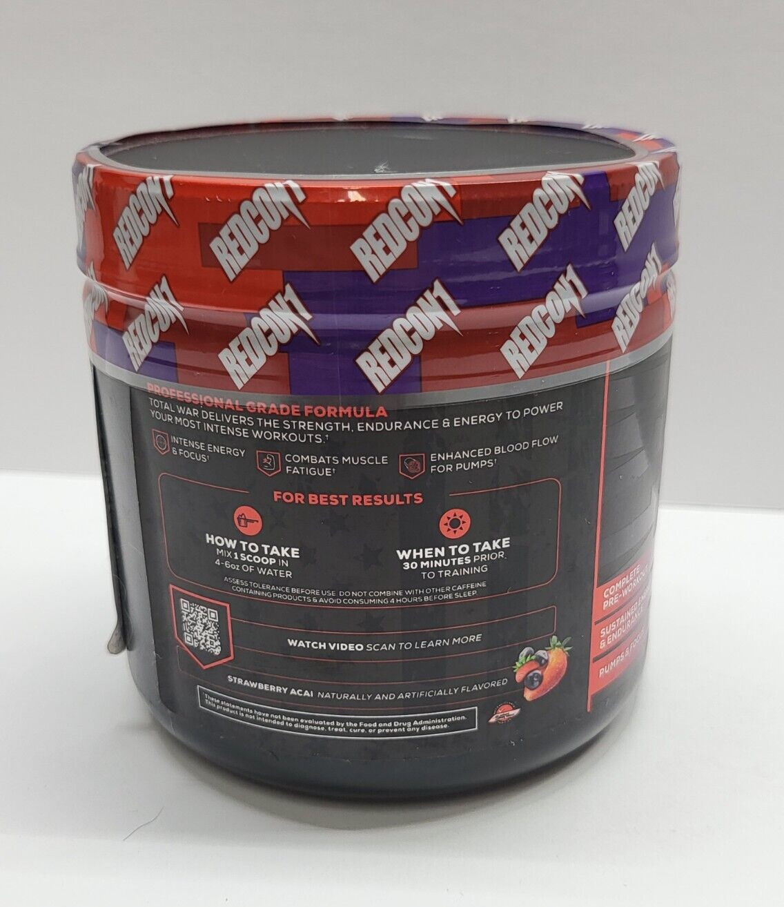 Redcon1 TOTAL WAR Pre-Workout Powder STRAWBERRY ACAI 15 Servings *LIMITED EDIT*
