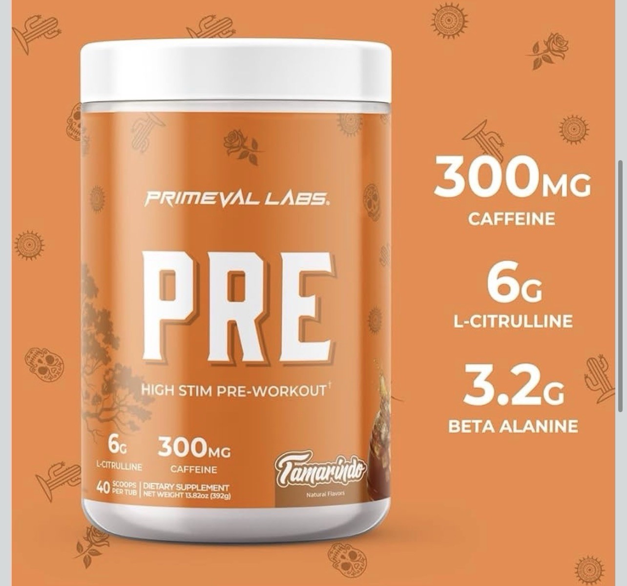 Primeval Labs PRE High Stim Pre-Workout Tamarindo Powder 40 Servings