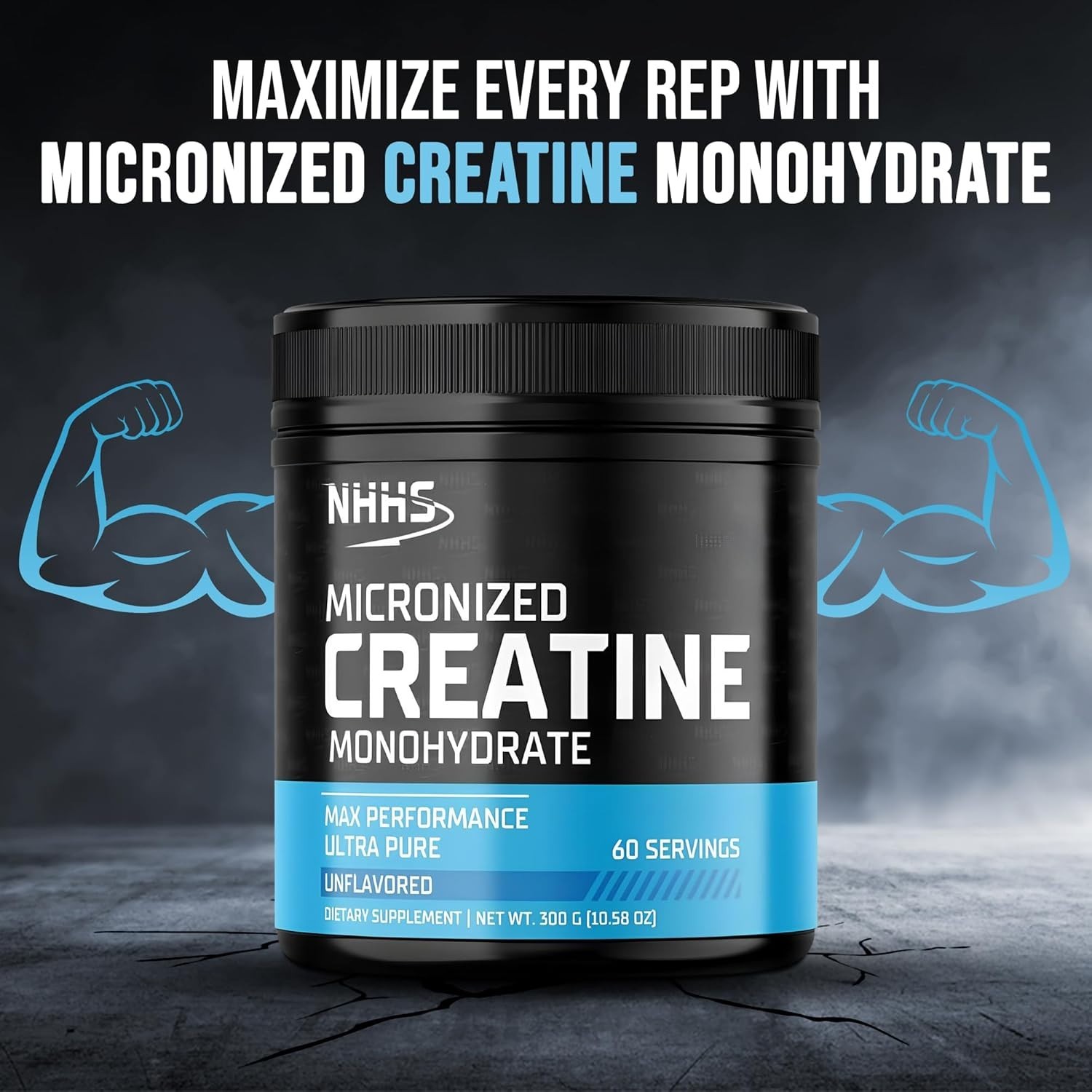 Micronized Creatine Monohydrate Powder, 60 Servings, 300g – Pure & Unflavored