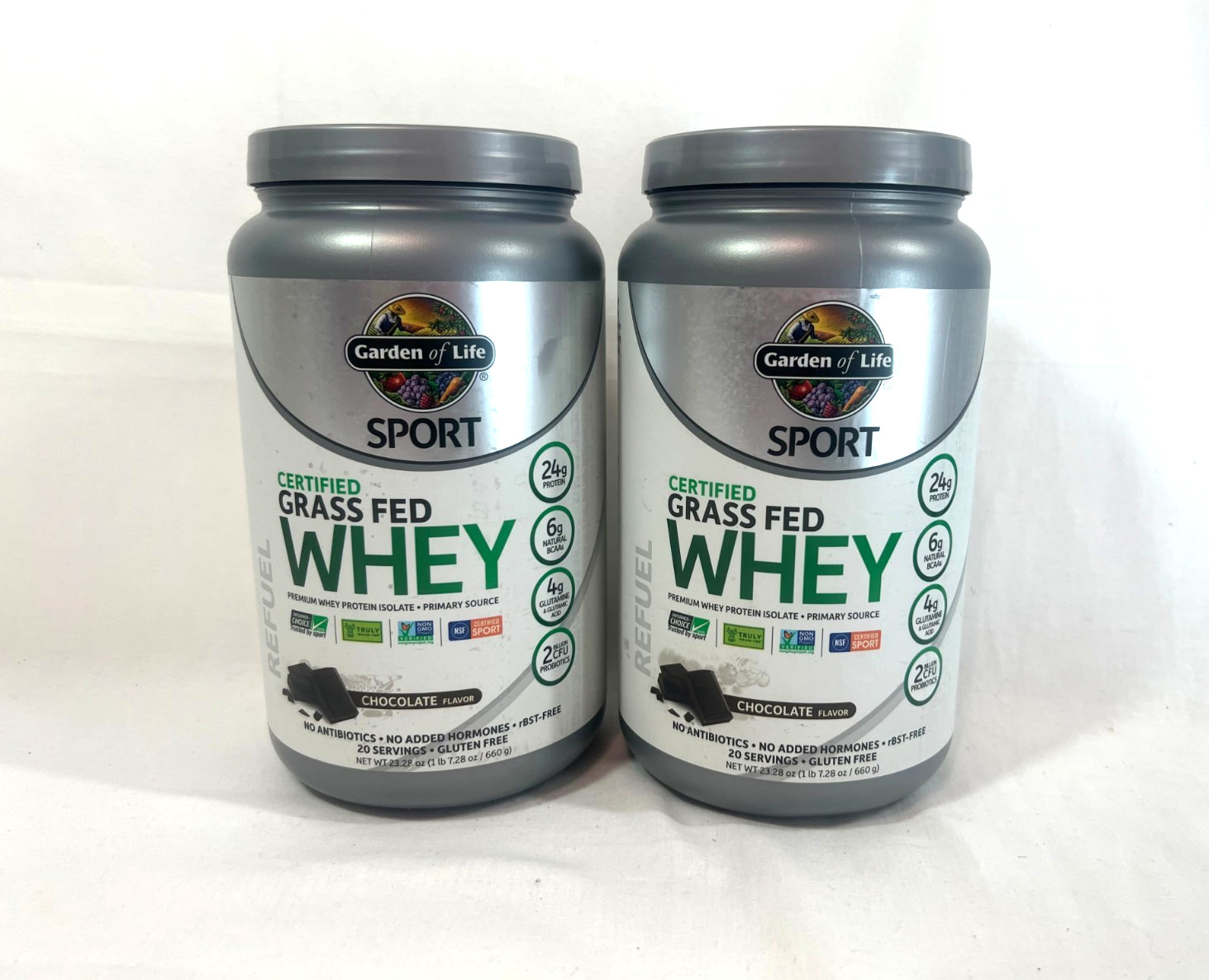 Garden of Life Sport Grass Fed Chocolate Whey 2pc 23oz Protein Powder – Read Exp
