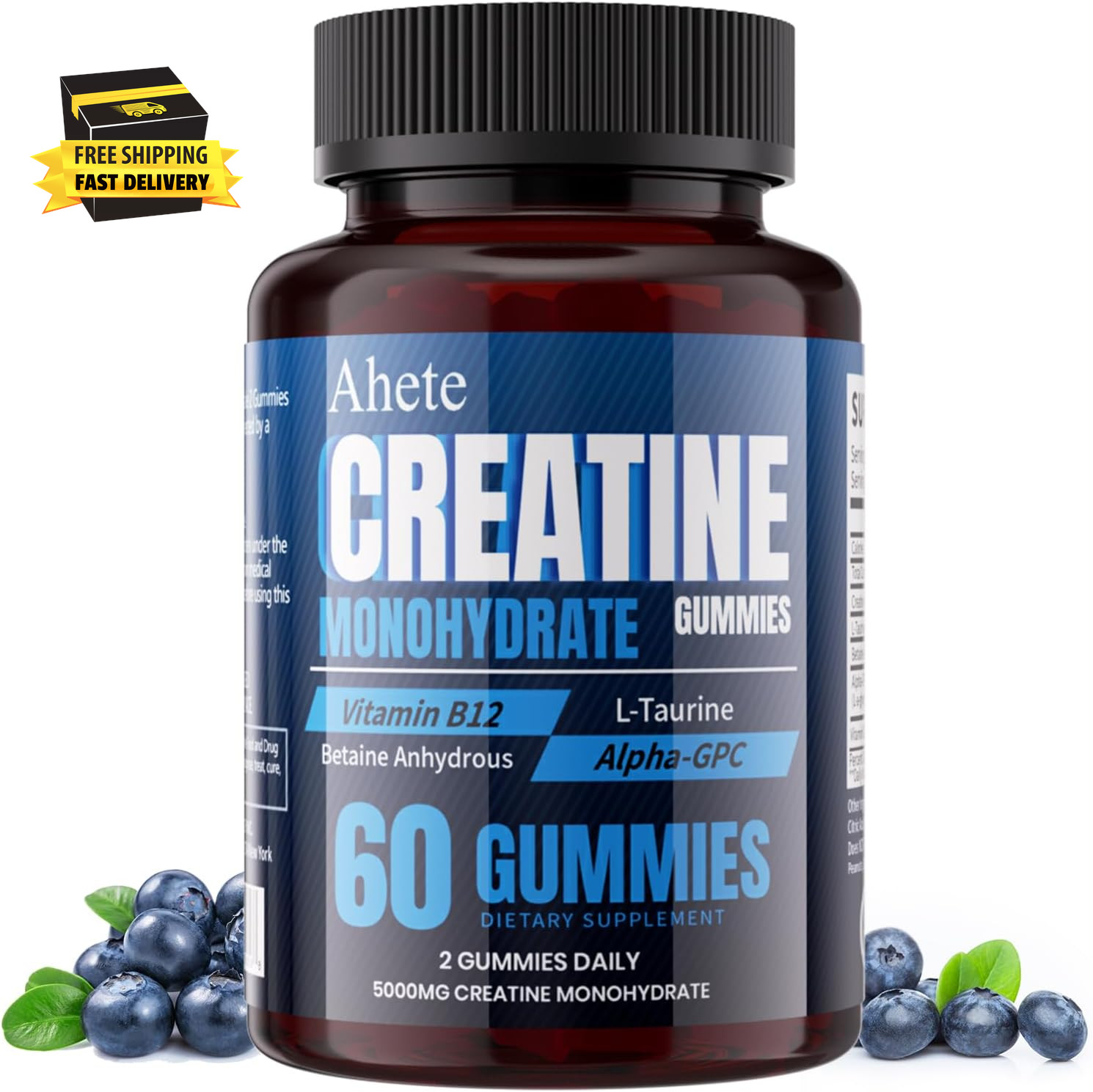 Creatine Gummies 5000Mg Sugar Free, Creatine Monohydrate with Taurine, Betaine &