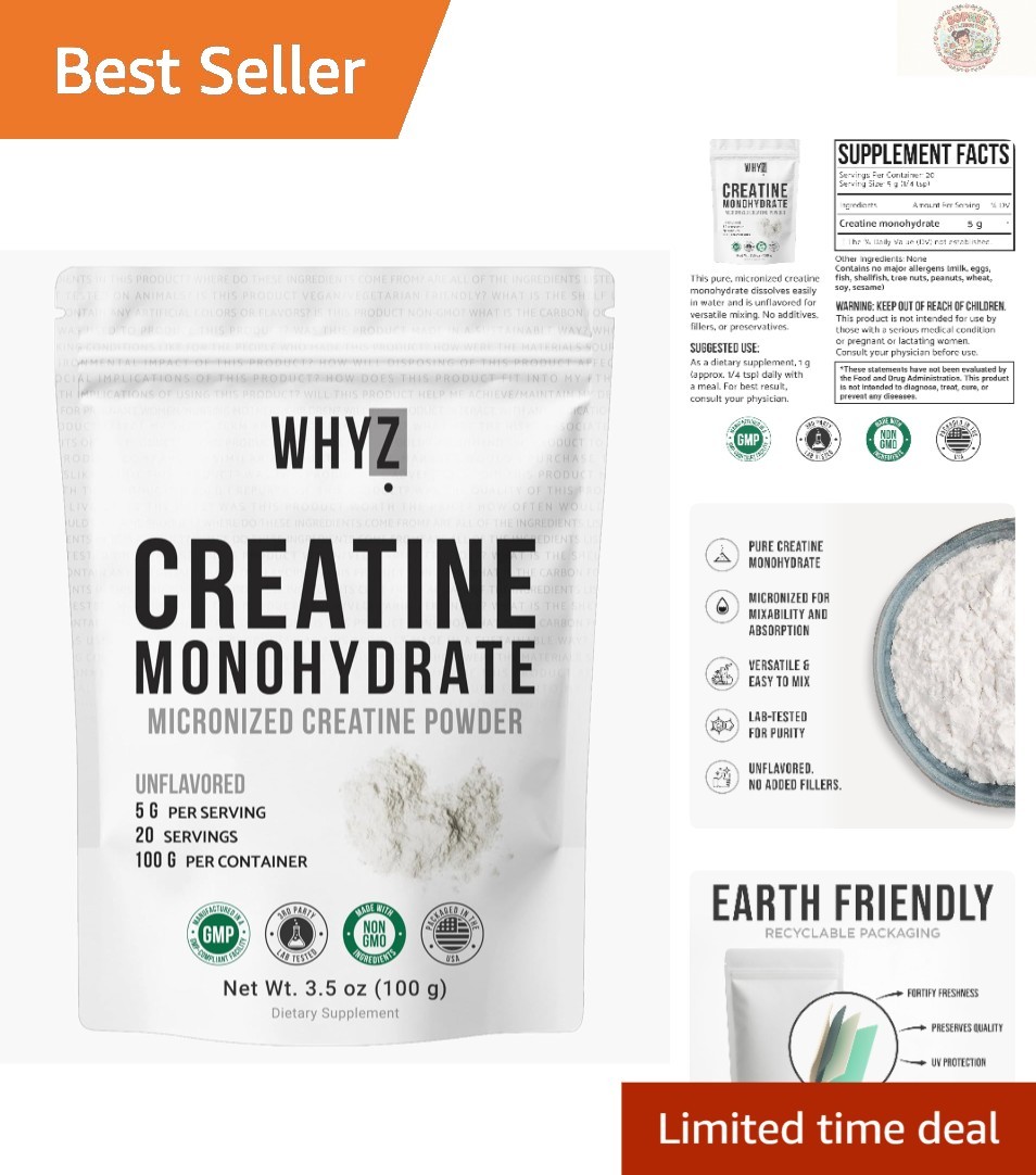 Creatine Monohydrate Powder – Micronized Formula for Strength & Recovery, 3.5oz