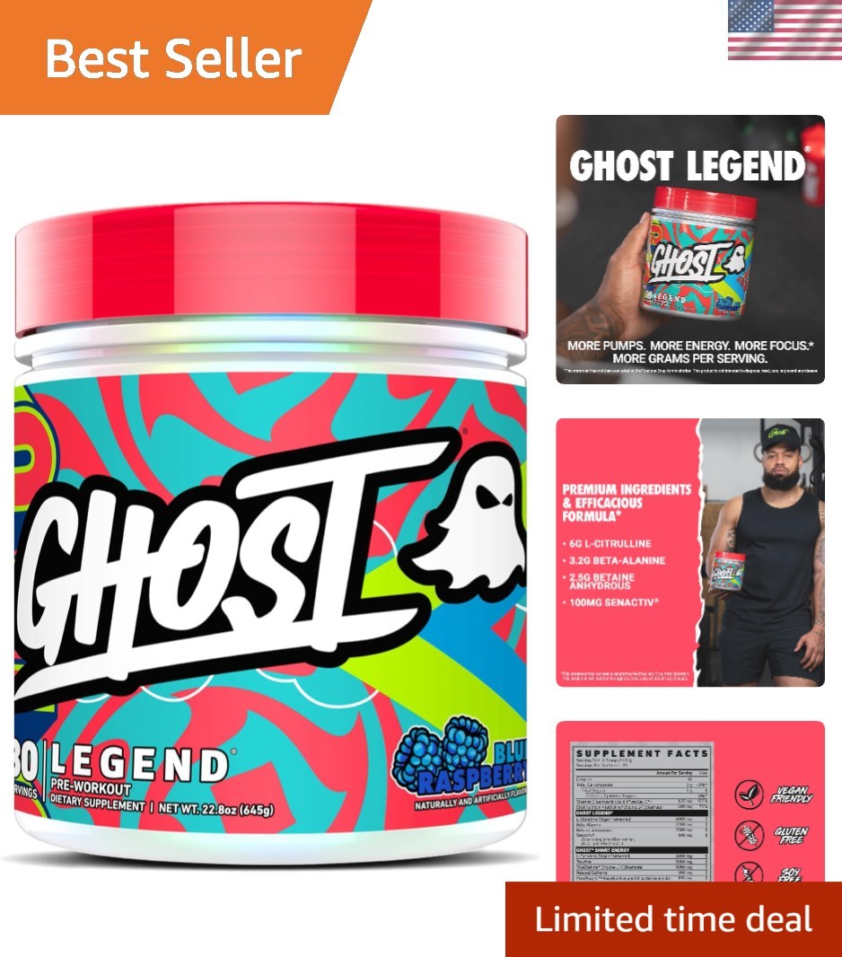 Legend Pre-Workout Powder, Blue Raspberry, 30 Servings | Pre-Workout with 300…