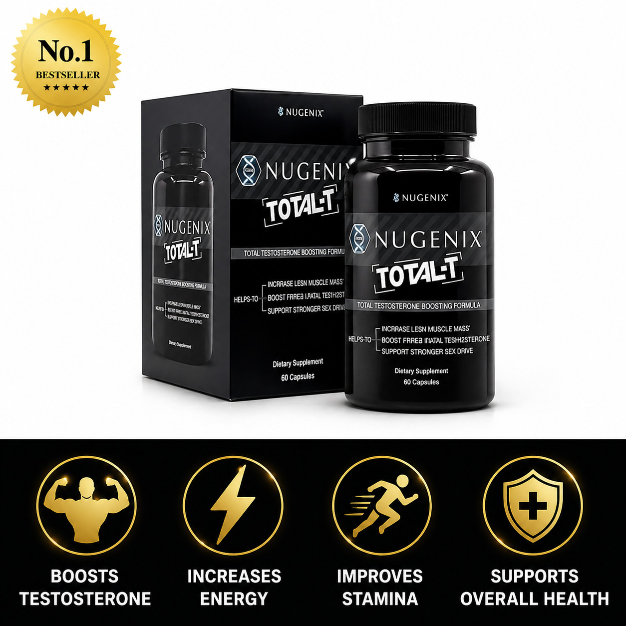 Nugenix Total-T Testosterone Booster – 90 Capsules- Expiration 12/2026