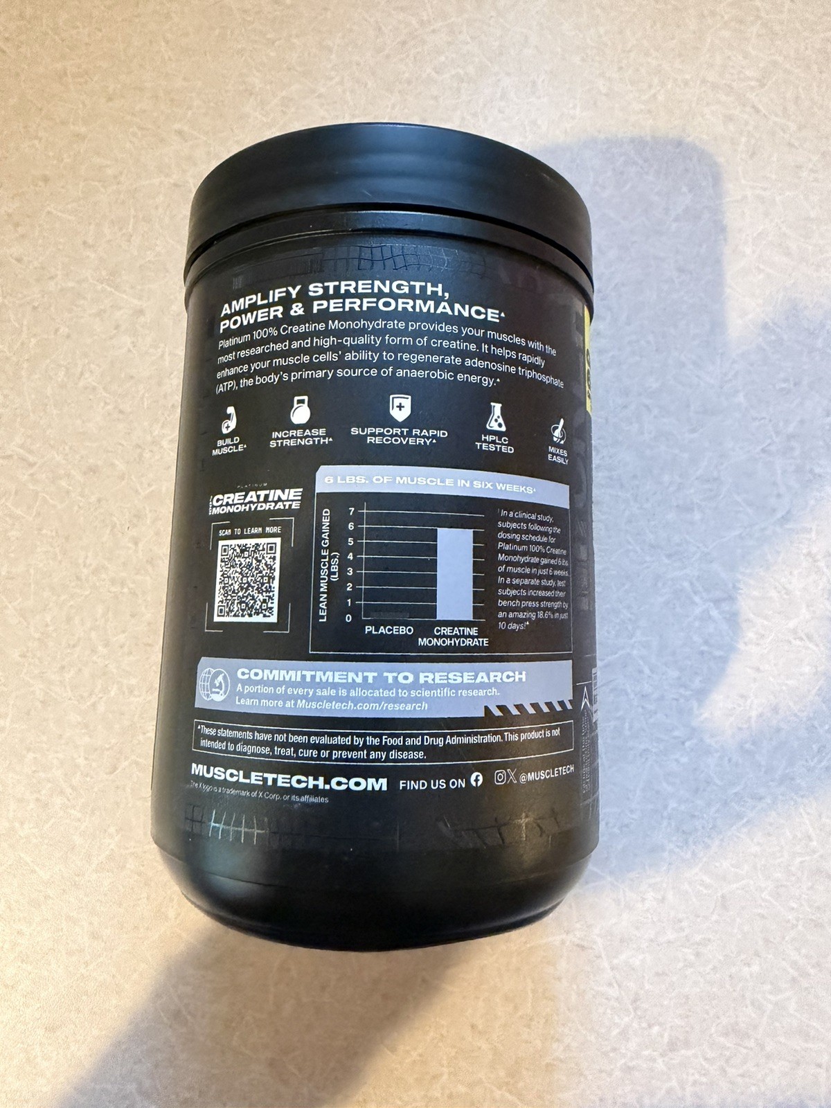 Creatine Monohydrate Powder Platinum Pure Micronized Muscle Recovery + Builder