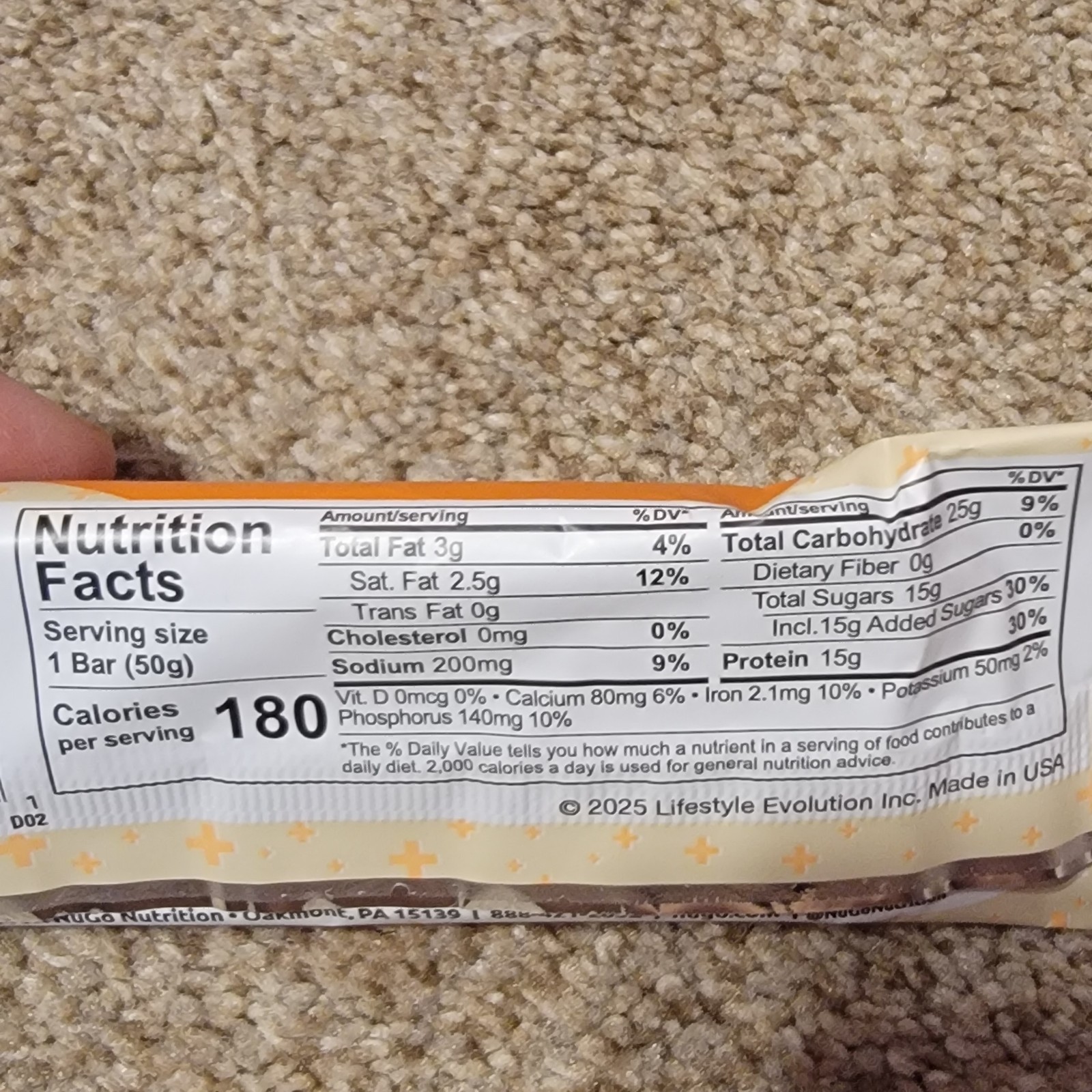 NuGo Orange Smoothie 15g Protein Bar Lot Of 10 Exp 10/2027
