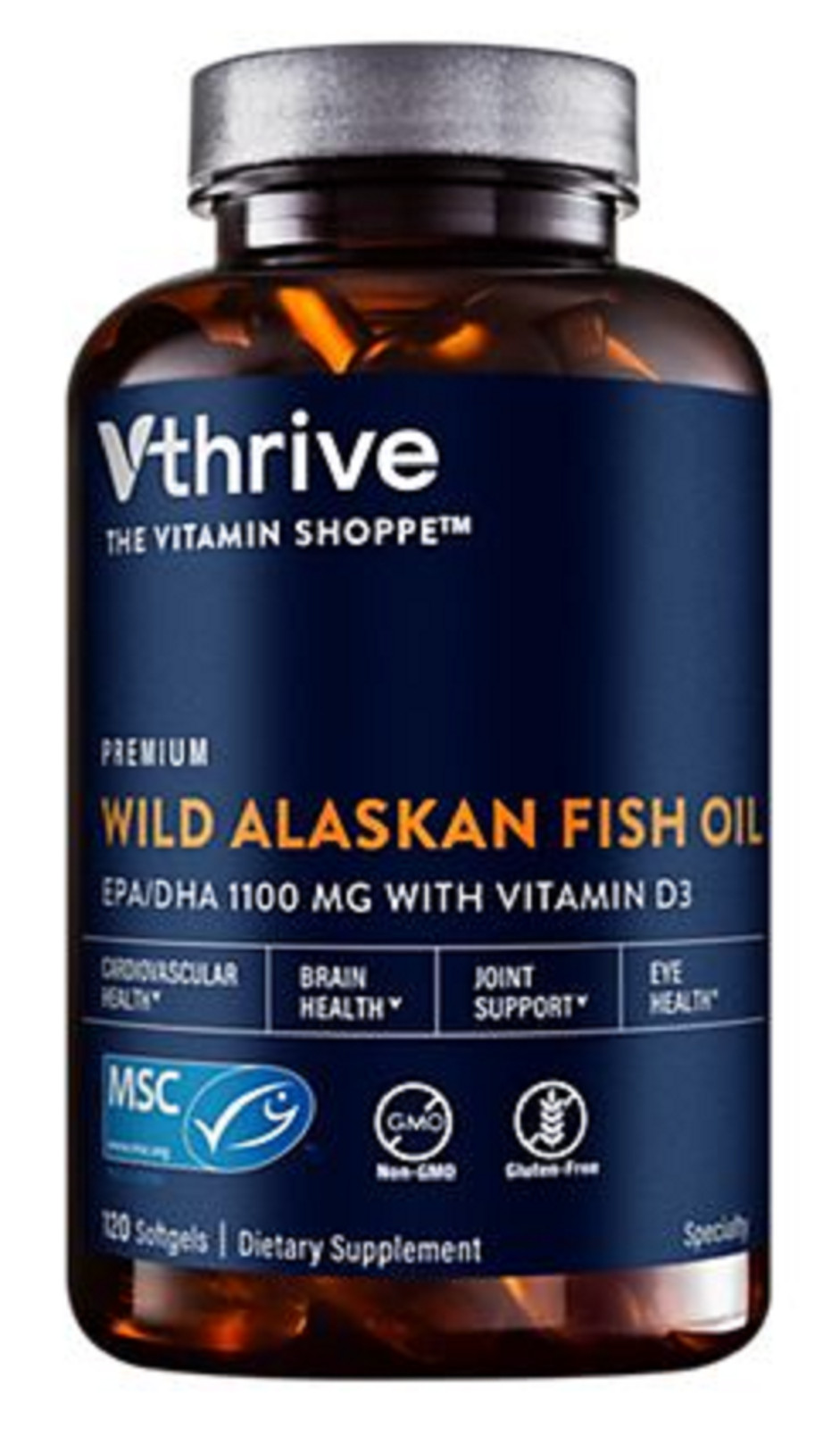 Premium Wild Alaskan Fish Oil with Vitamin D3 – 1,100 MG EPA/DHA (120 Softgels)
