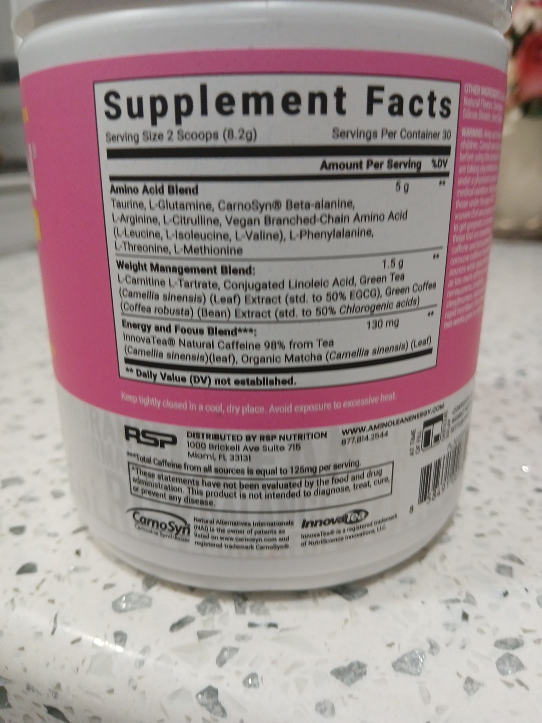 RSP Aminolean Energy Powder Drink Weight Supplement Pink Lemonade Exp 02-27 XX