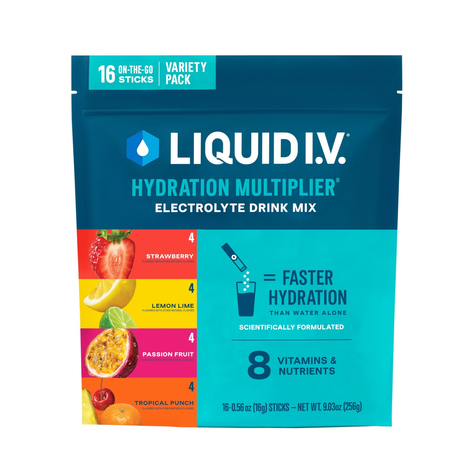 Liquid I.V. Hydration Electrolytes, Variety Pack, 16 1 Pack (16 Servings)