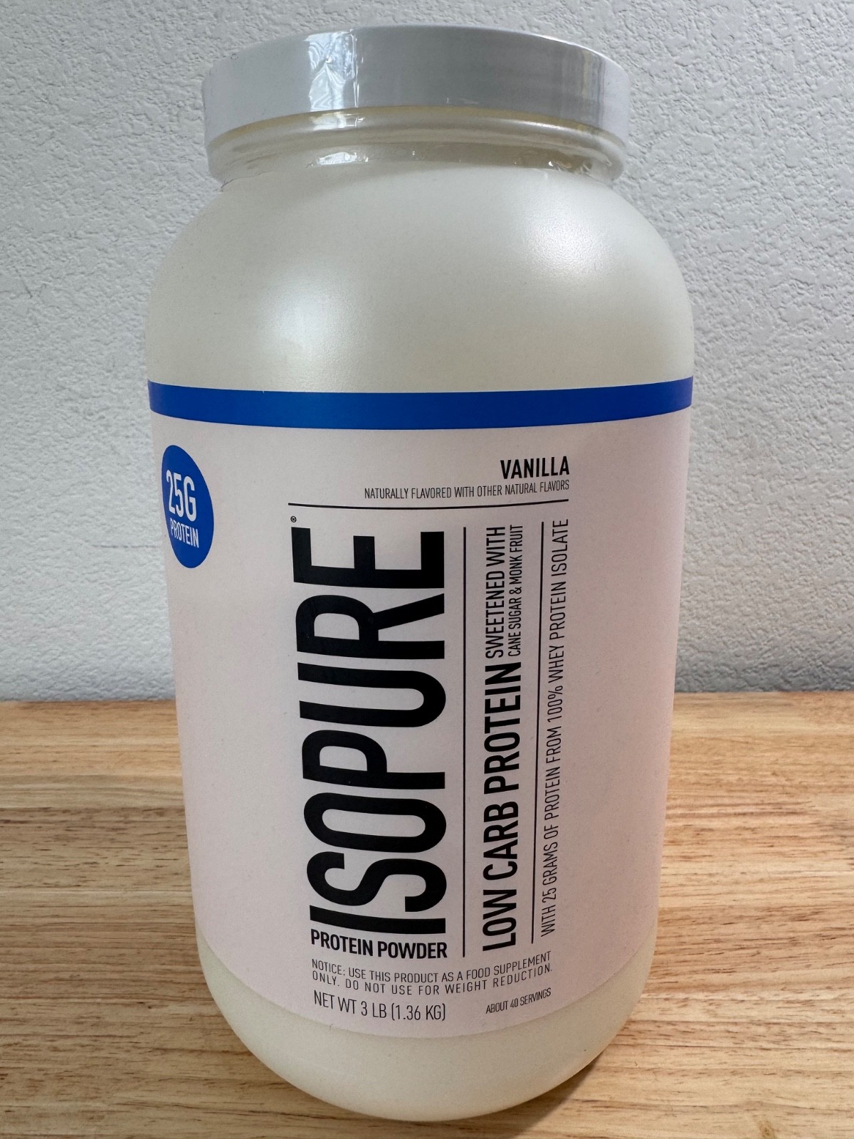 Isopure Vanilla 25g Zero Carb Protein Powder 3 Lbs (40 Servings) 08/13/2026