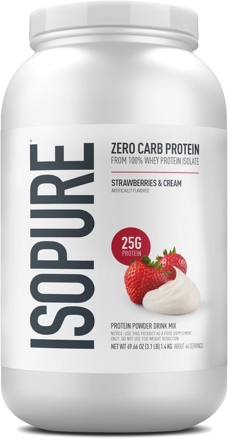 Isopure Strawberries & Cream Zero Carb Whey Isolate Protein Powder 3lbs