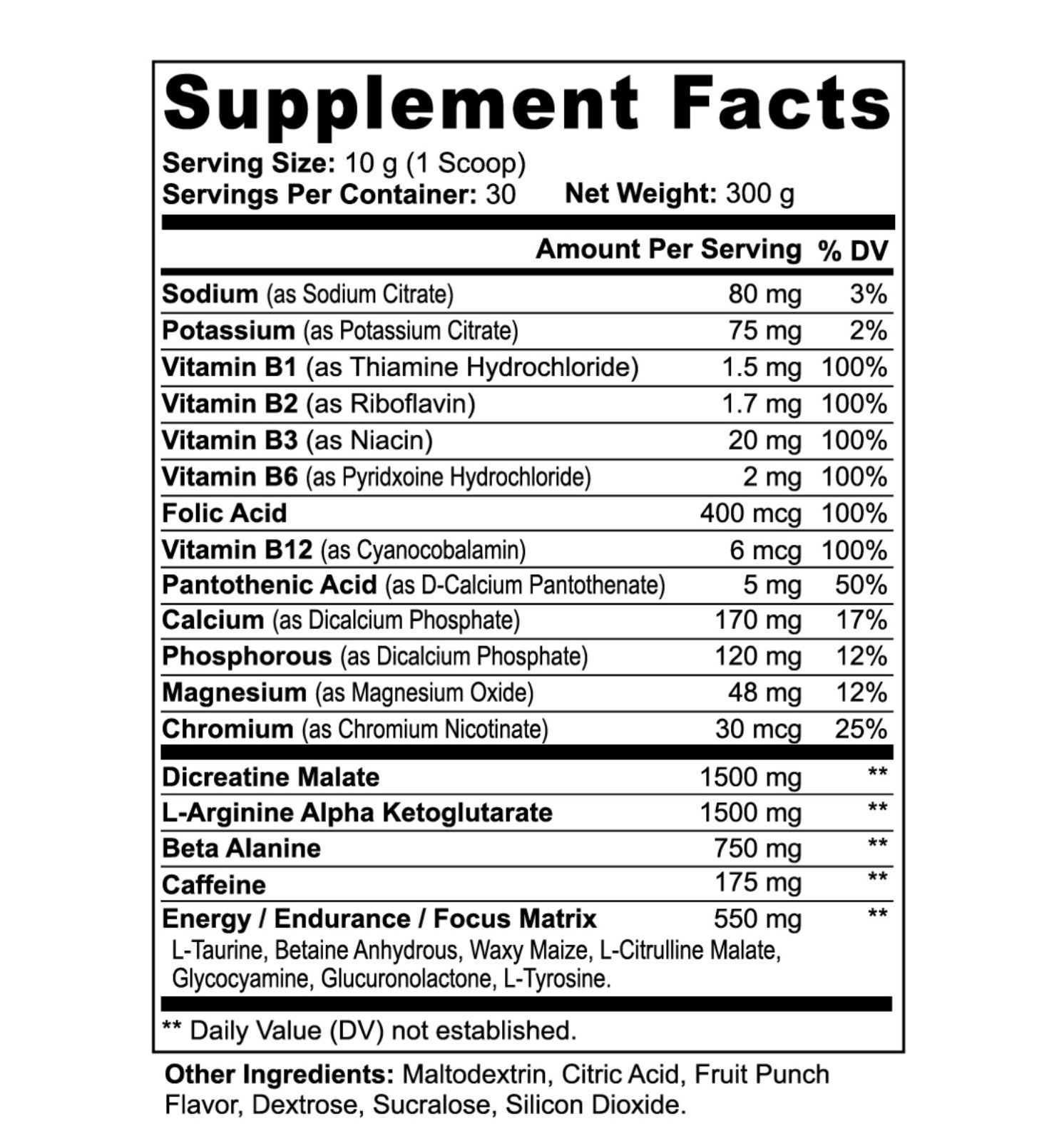 Power Hour Pre Workout Fruit Punch | Energy, Focus, Endurance, Pump |30 Servings