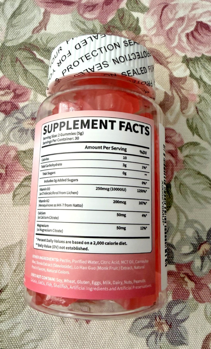 Jabsah brand Vitamin D3 K2 Gummies 10000 IU with Calcium, Magnesium & K2 (MK-7)