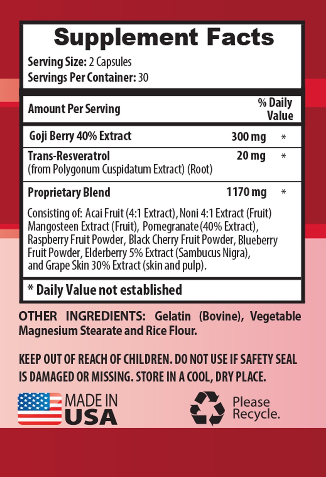 weight loss supplement – GOJI BERRY 40% EXTRACT – anti inflammatory 2 Bottles