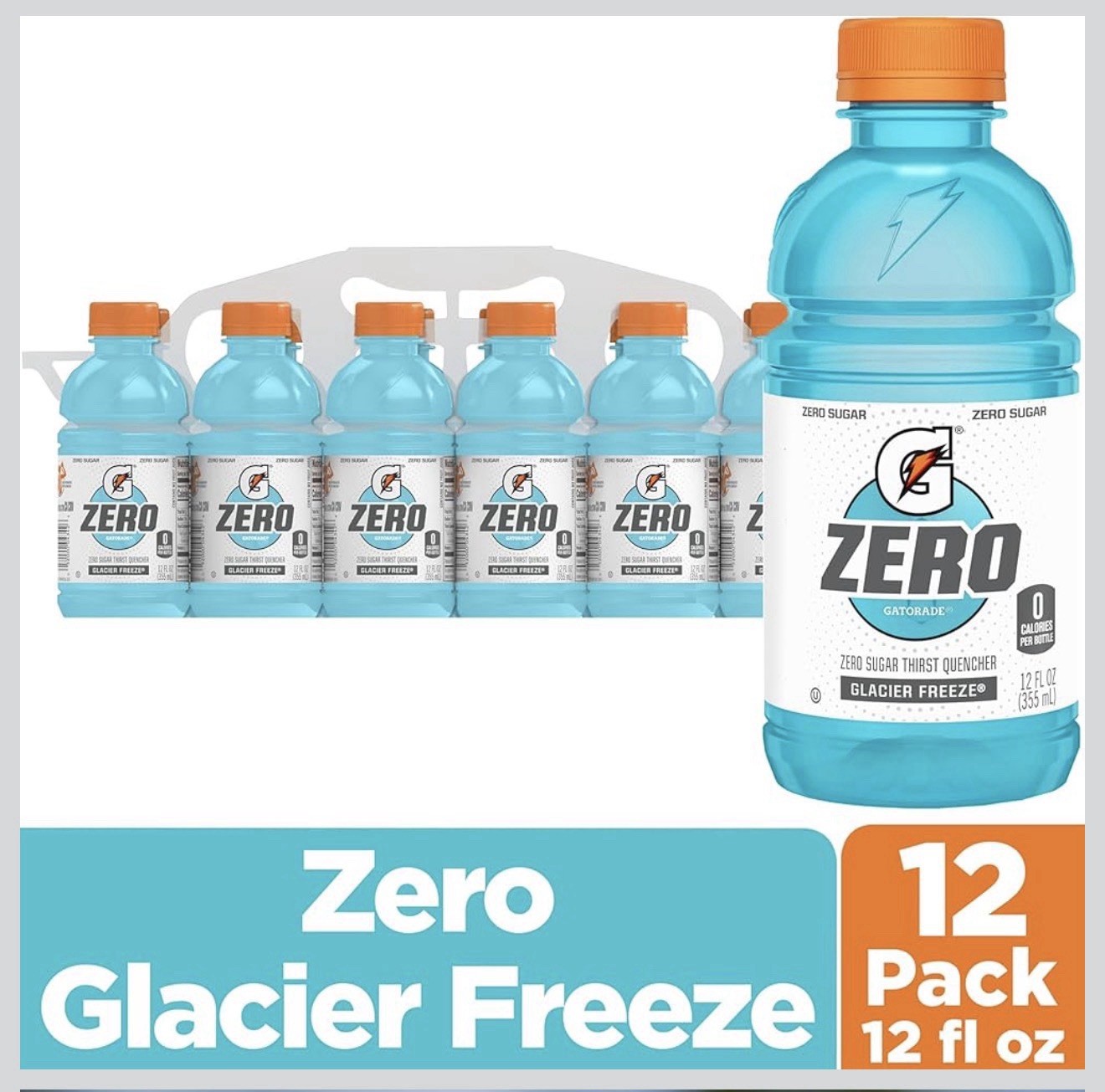 Gatorade Zero Sugar Glacier Freeze Electrolyte Drink, 12 fl oz, 12 Pack