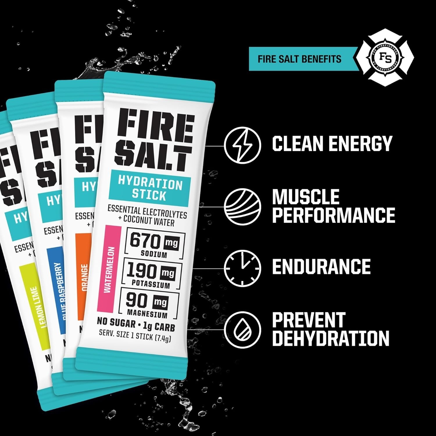 Sugar-Free Fire Salt Hydration Sticks – 32 Count Variety Flavors for Active Life
