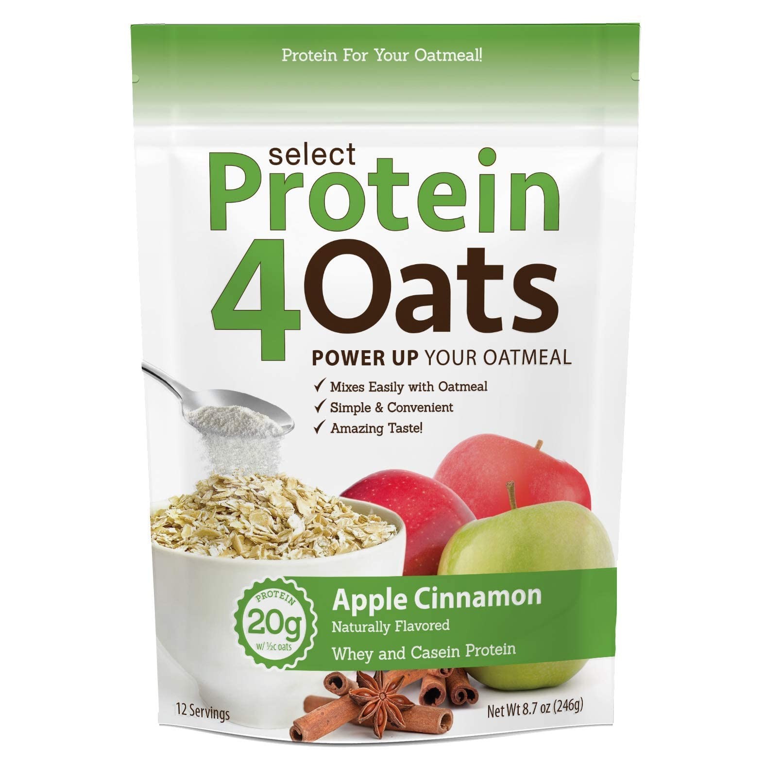 PEScience Protein4Oats, Protein Powder to Make 8.5 Ounce (Pack of 1), White