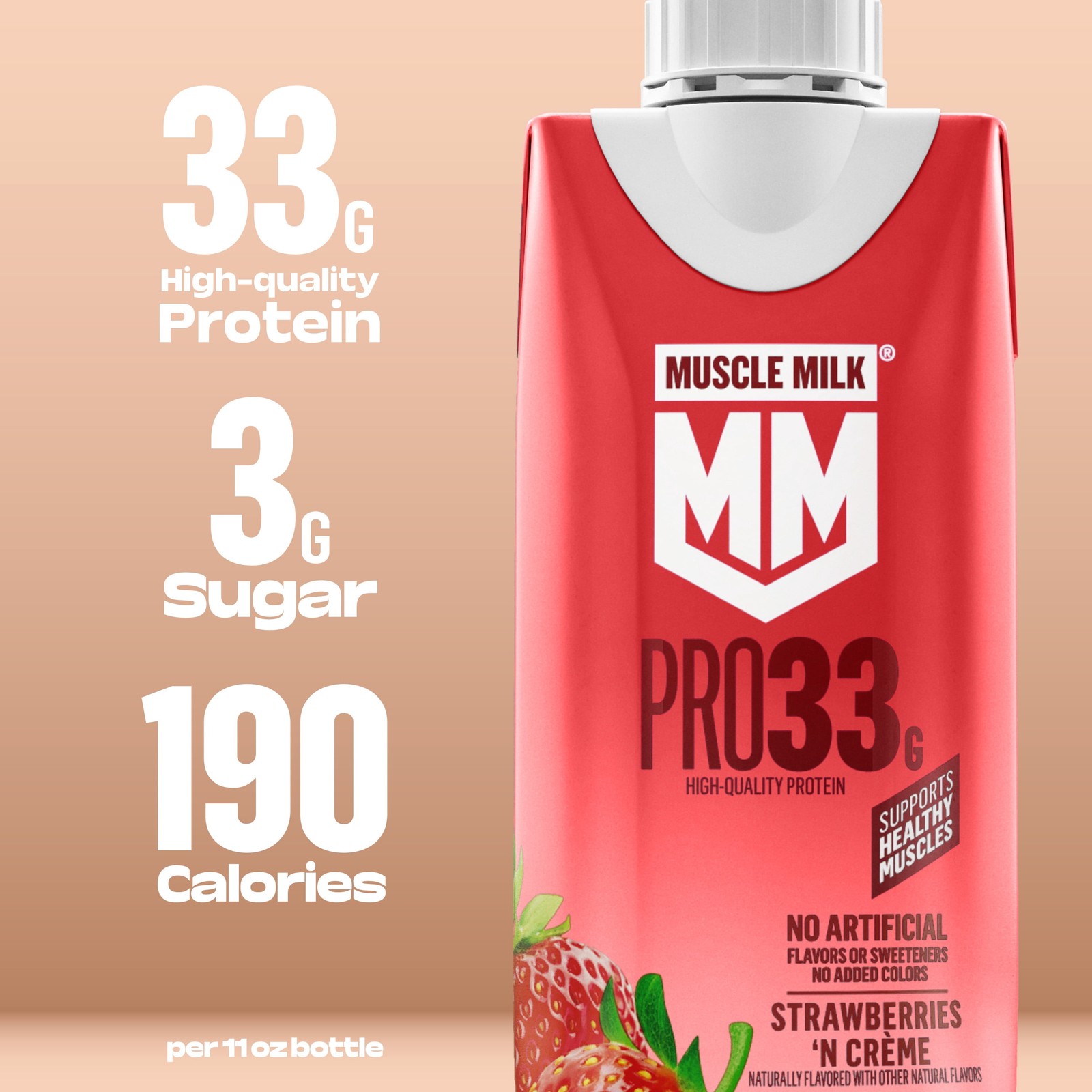 Pro 33G High Protein Shake Ultra Filtered Milk, Strawberries N Creme, 11 Fl Oz,