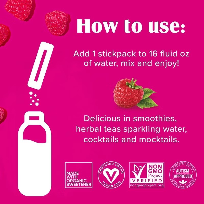 Daily Hydration Electrolyte Stick Packs – Raspberry – 1.6oz/14ct