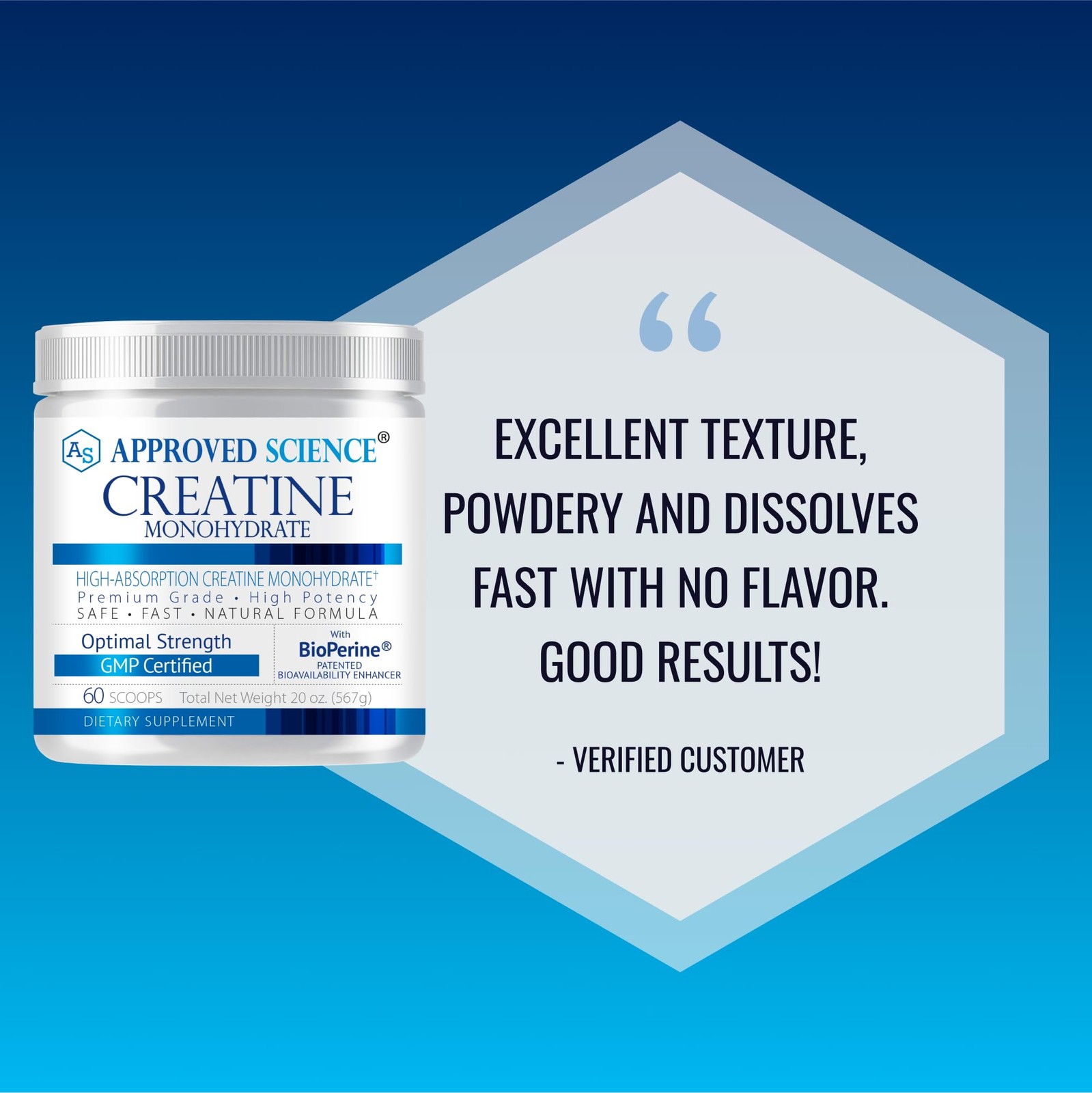 Approved Science Creatine Monohydrate Powder – with 10.6 Ounce (Pack of 1)