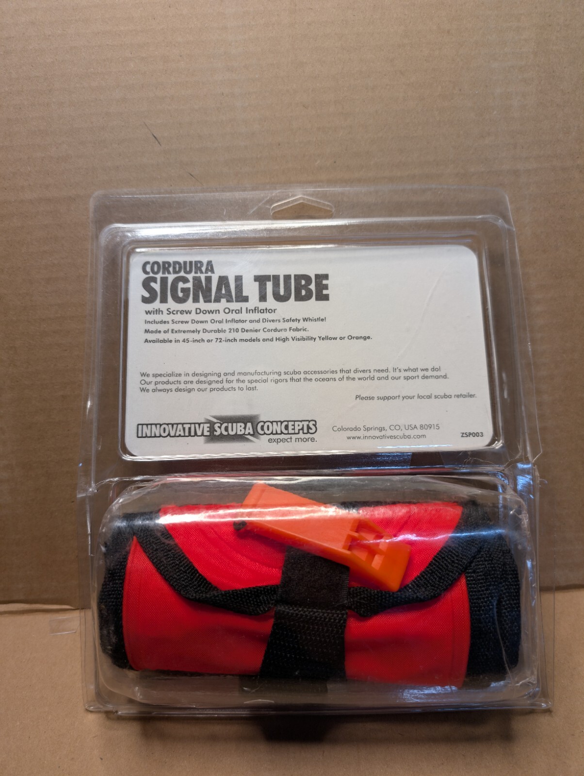 Innovative Scuba Concepts Deluxe 6-Foot Cordura Signal Tube, 72in, Orange