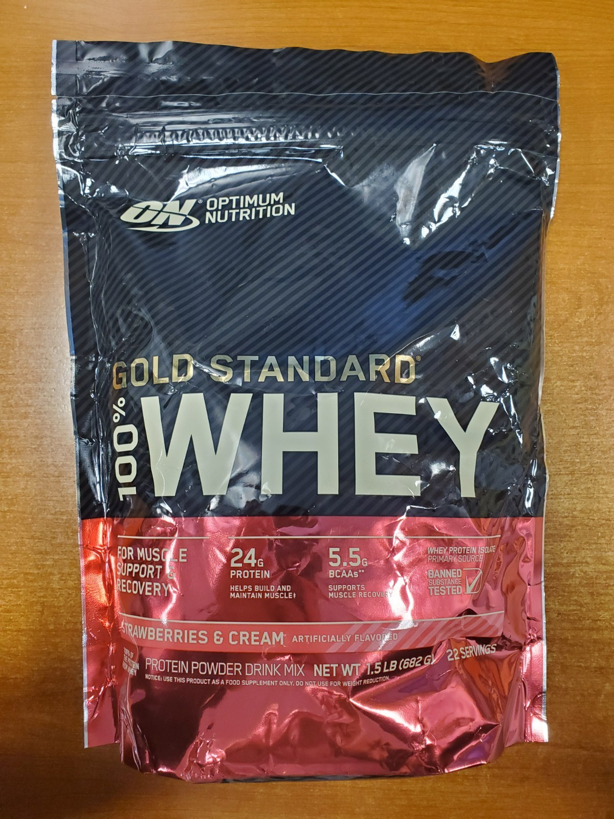 Optimum Nutrition Whey Protein Powder Strawberries&Cream 1.5lb. Exp 7/31/26 R3P3